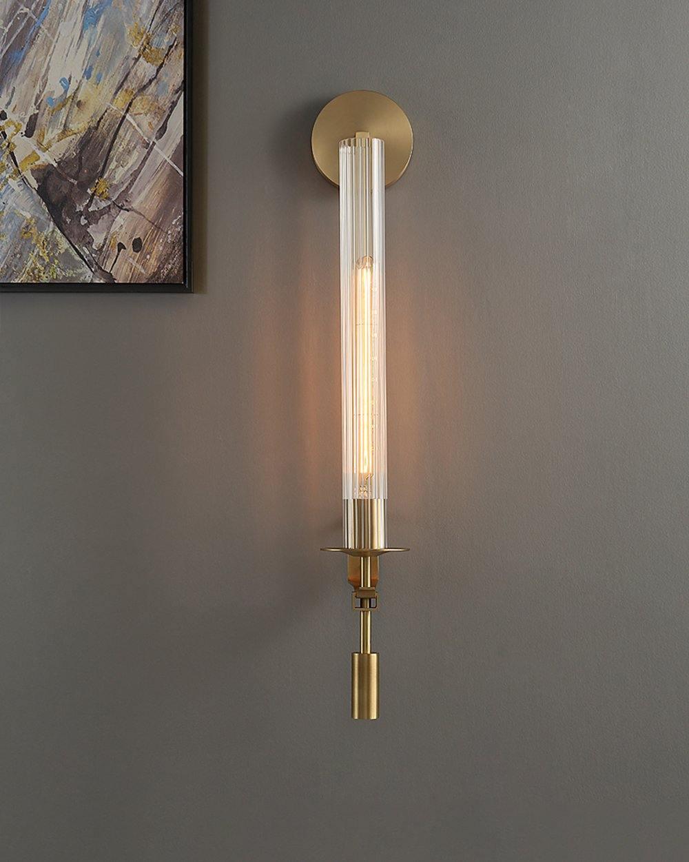Ceshaisra French Classicism Plug-in Brass Glass Wall Lamp-Neutral Decor