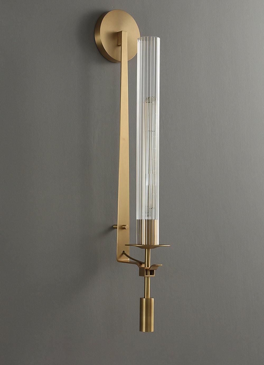 Ceshaisra French Classicism Plug-in Brass Glass Wall Lamp-Neutral Decor