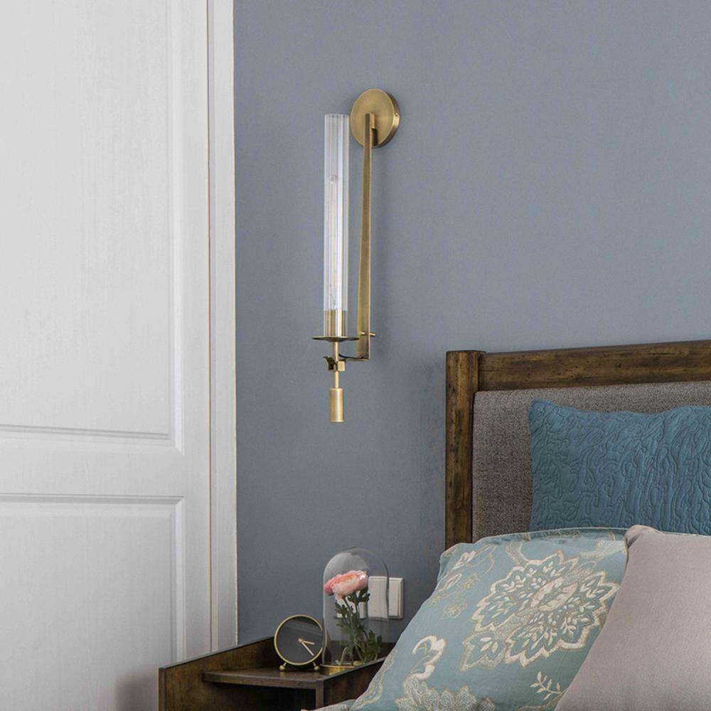 Ceshaisra French Classicism Plug-in Brass Glass Wall Lamp-Neutral Decor