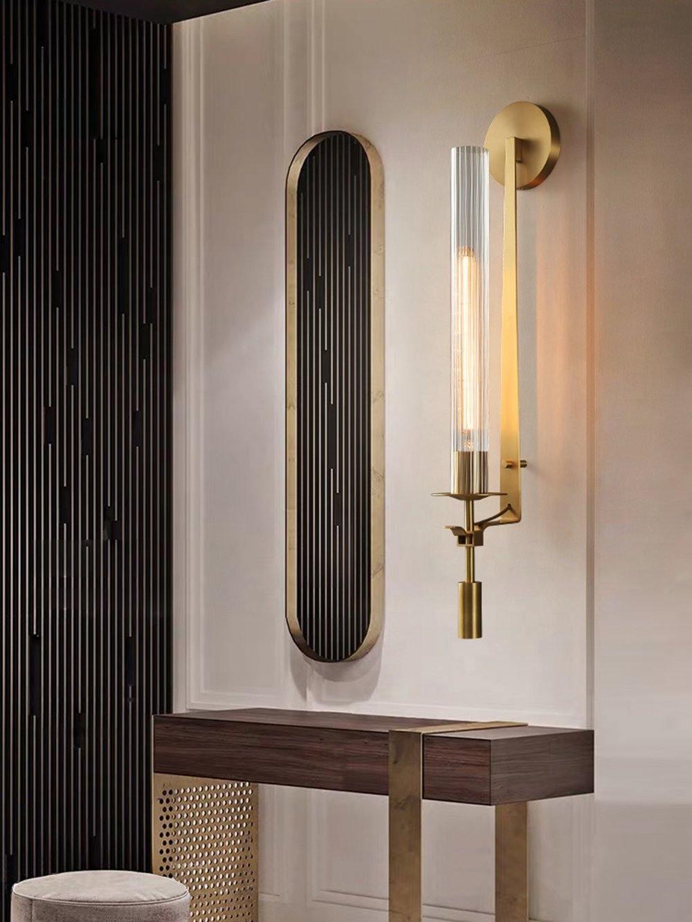 Ceshaisra French Classicism Plug-in Brass Glass Wall Lamp-Neutral Decor