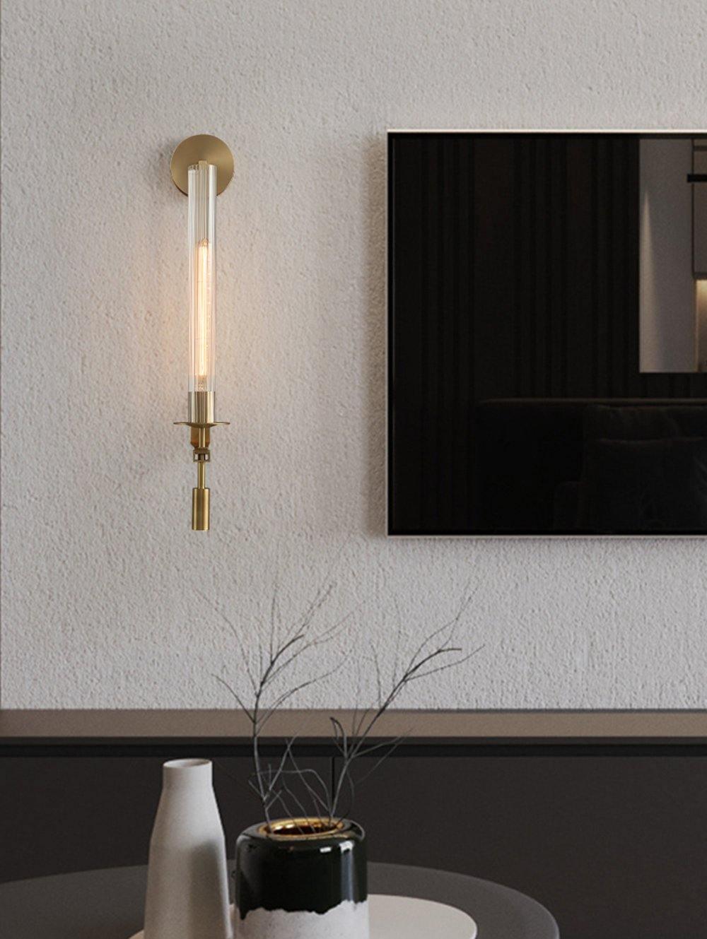 Ceshaisra French Classicism Plug-in Brass Glass Wall Lamp-Neutral Decor