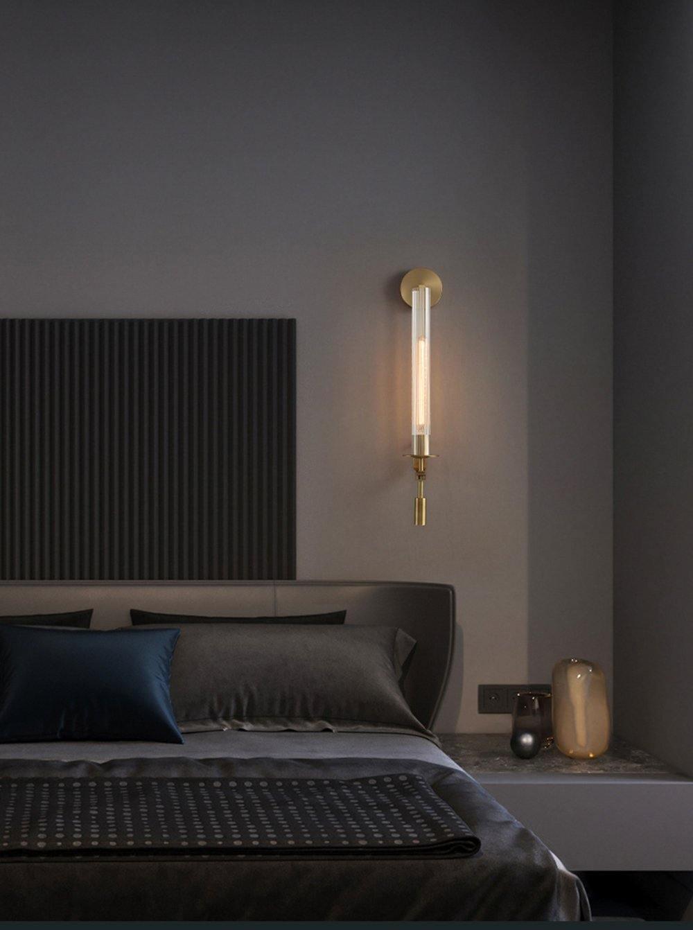 Lustra Wall Lamp Brass Minimalist Ribbed Glass-Neutral Decor