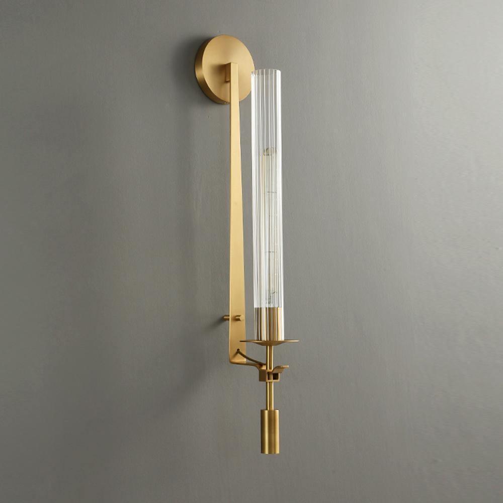Ceshaisra French Classicism Plug-in Brass Glass Wall Lamp-Neutral Decor