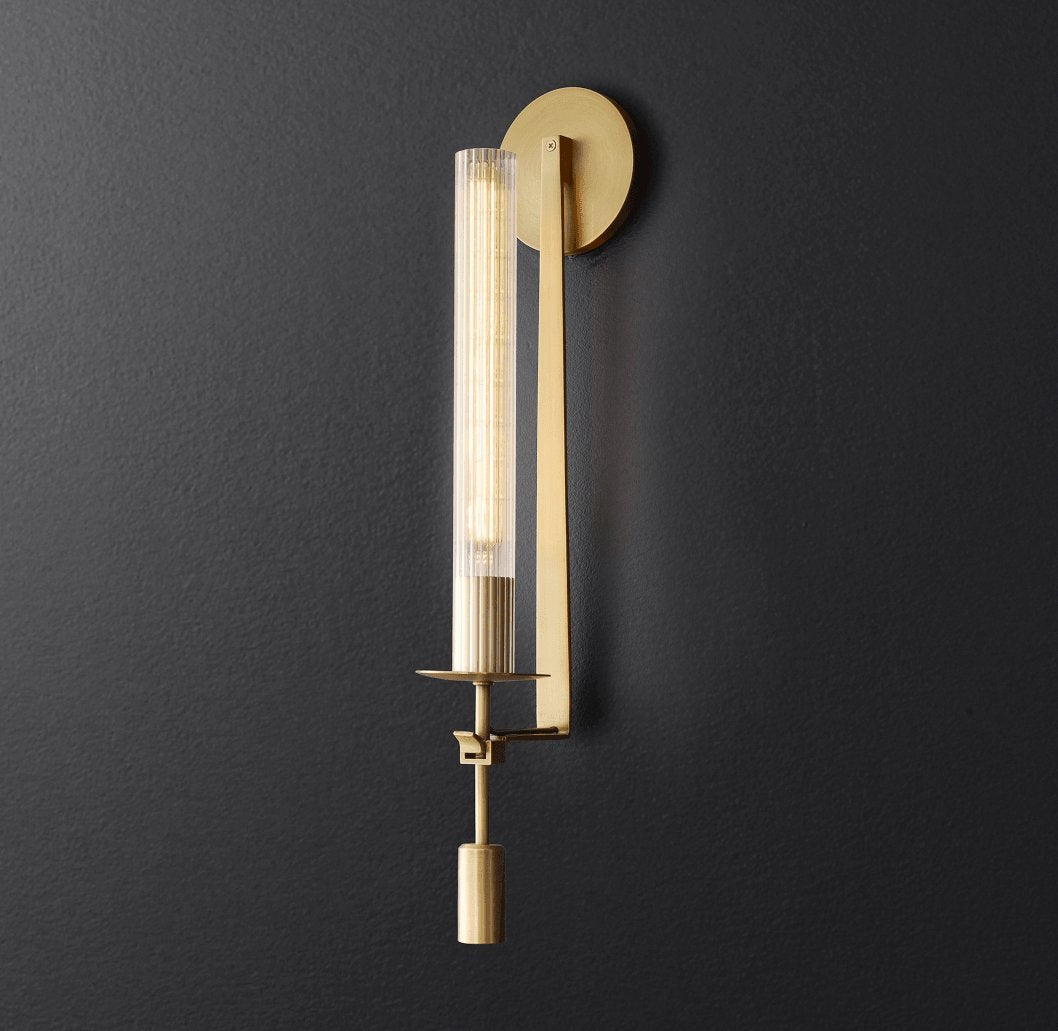 Ceshaisra French Classicism Plug-in Brass Glass Wall Lamp-Neutral Decor