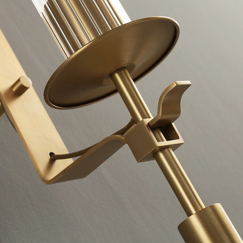 Lustra Wall Lamp Brass Minimalist Ribbed Glass-Neutral Decor