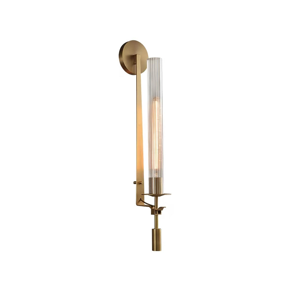 Lustra Wall Lamp Brass Minimalist Ribbed Glass-Neutral Decor