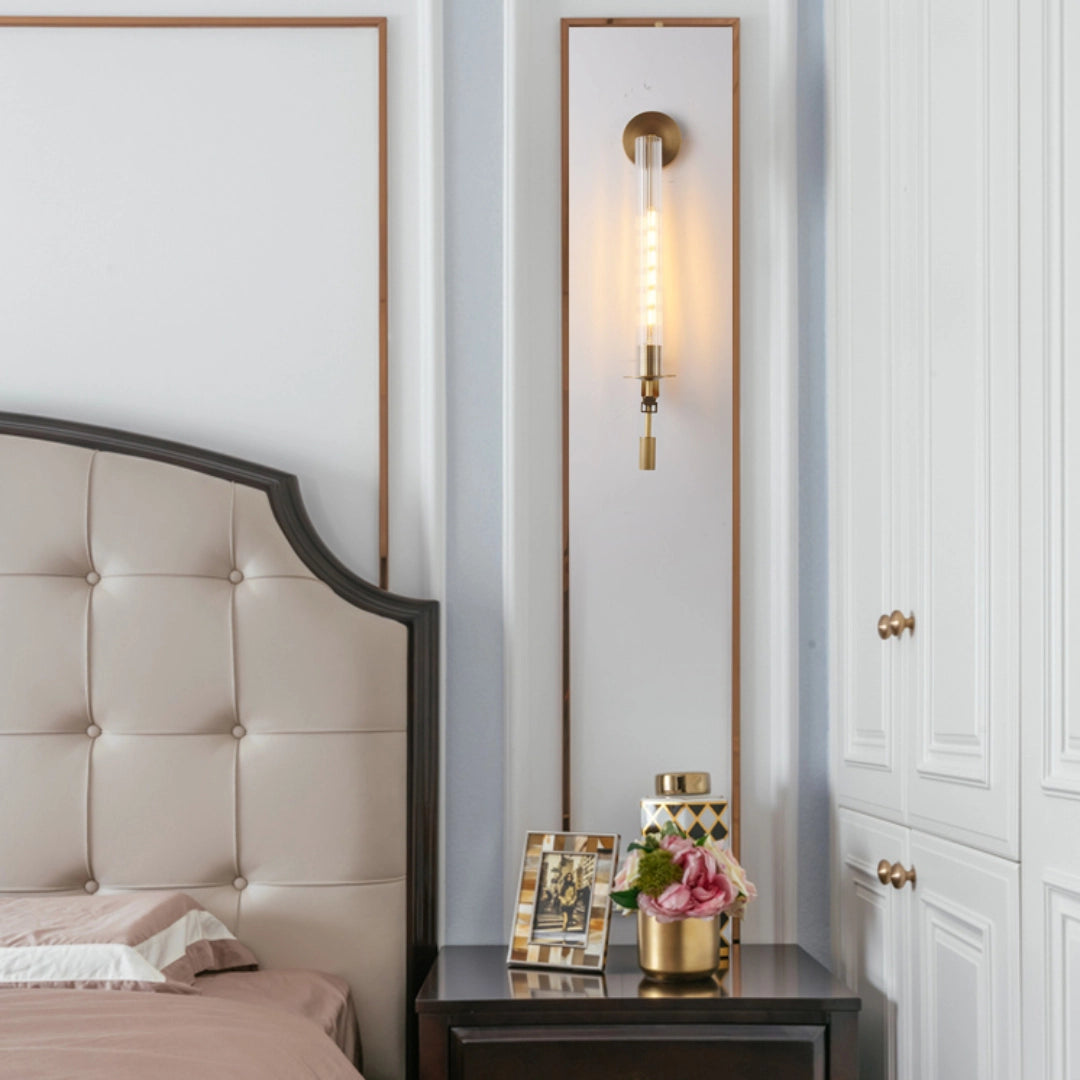 Ceshaisra French Classicism Plug-in Brass Glass Wall Lamp-Neutral Decor