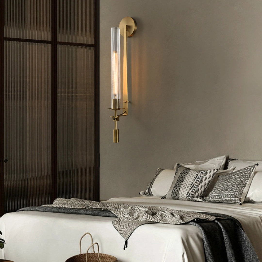 Ceshaisra French Classicism Plug-in Brass Glass Wall Lamp-Neutral Decor