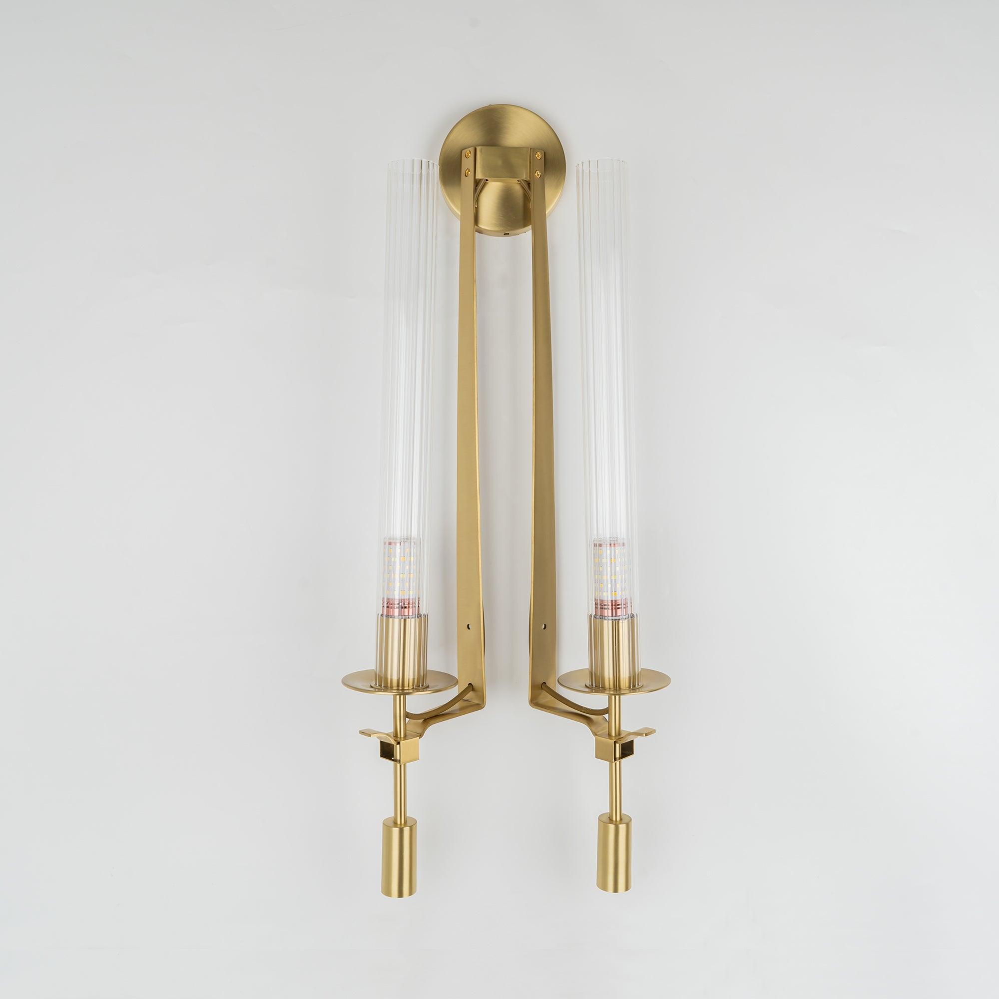 Ceshaisra French Classicism Plug-in Brass Glass Wall Lamp-Neutral Decor