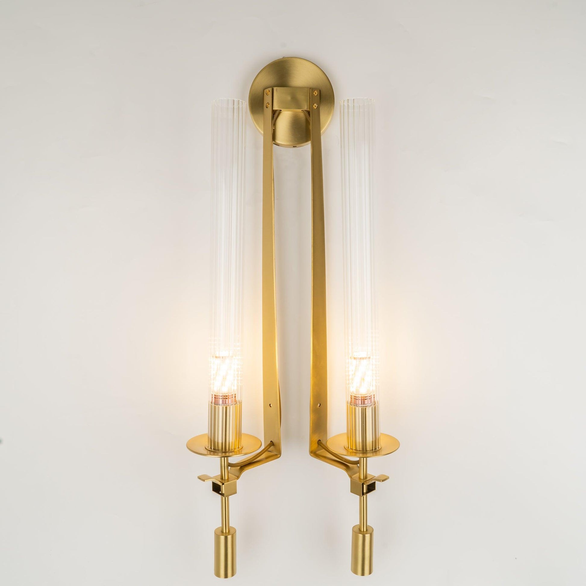 Ceshaisra French Classicism Plug-in Brass Glass Wall Lamp-Neutral Decor