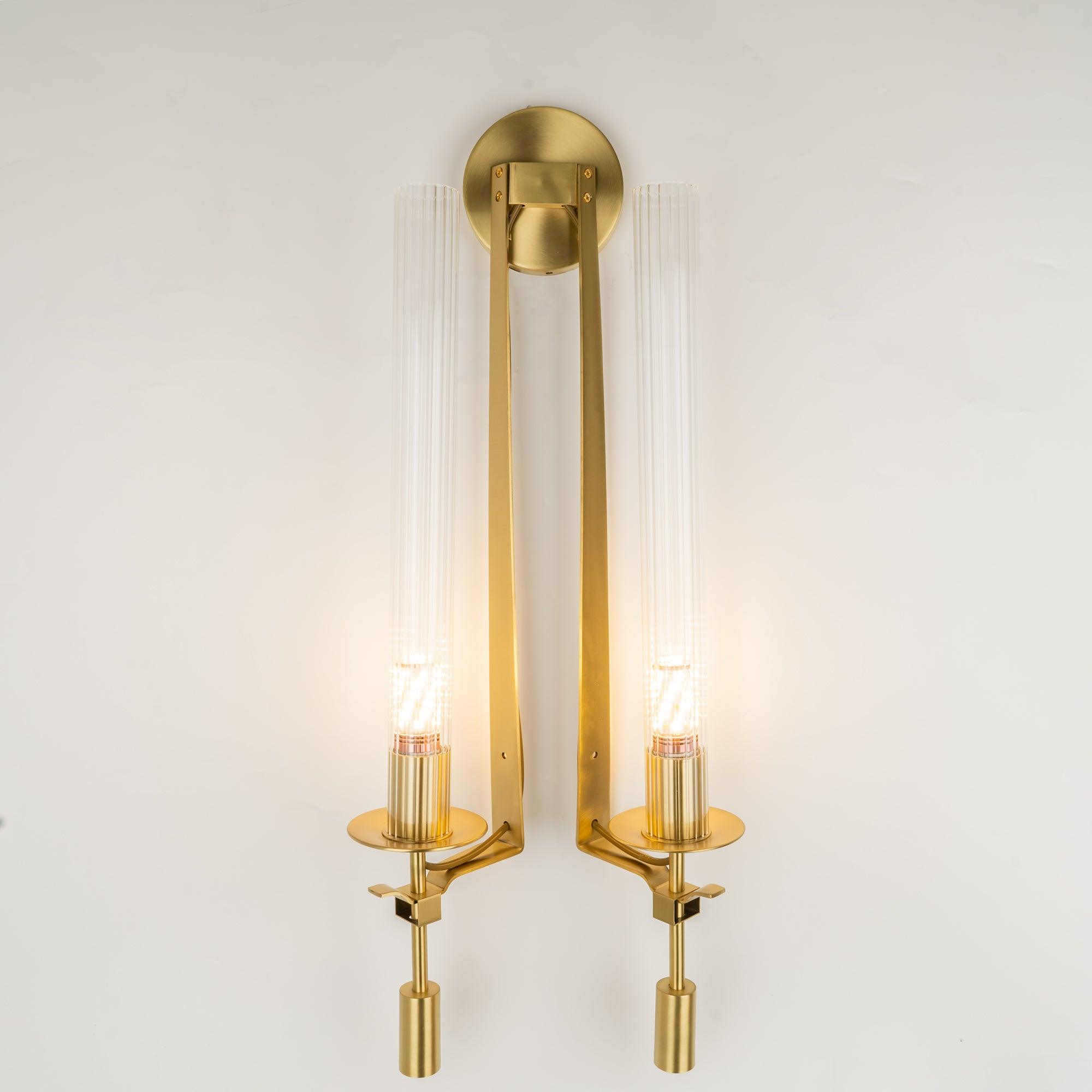 Ceshaisra French Classicism Plug-in Brass Glass Wall Lamp-Neutral Decor