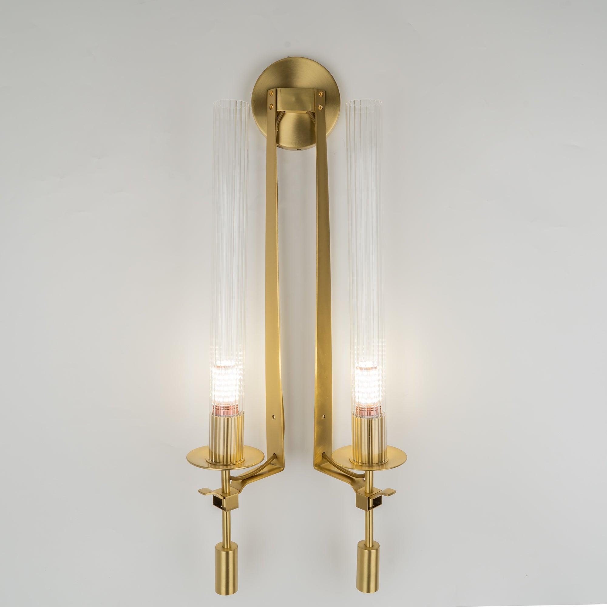 Ceshaisra French Classicism Plug-in Brass Glass Wall Lamp-Neutral Decor