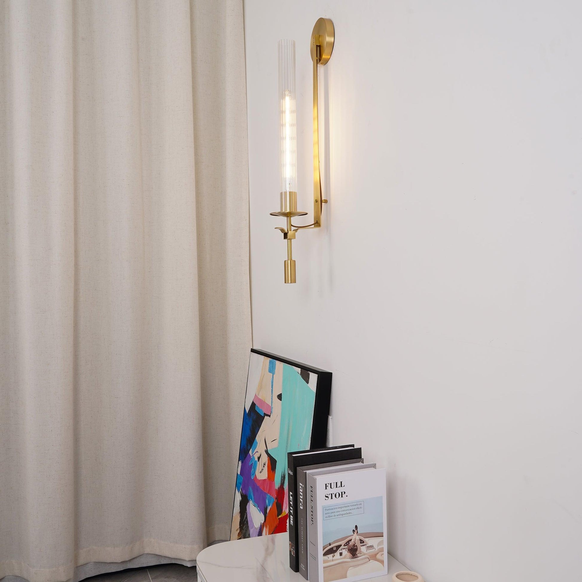 Ceshaisra French Classicism Plug-in Brass Glass Wall Lamp-Neutral Decor