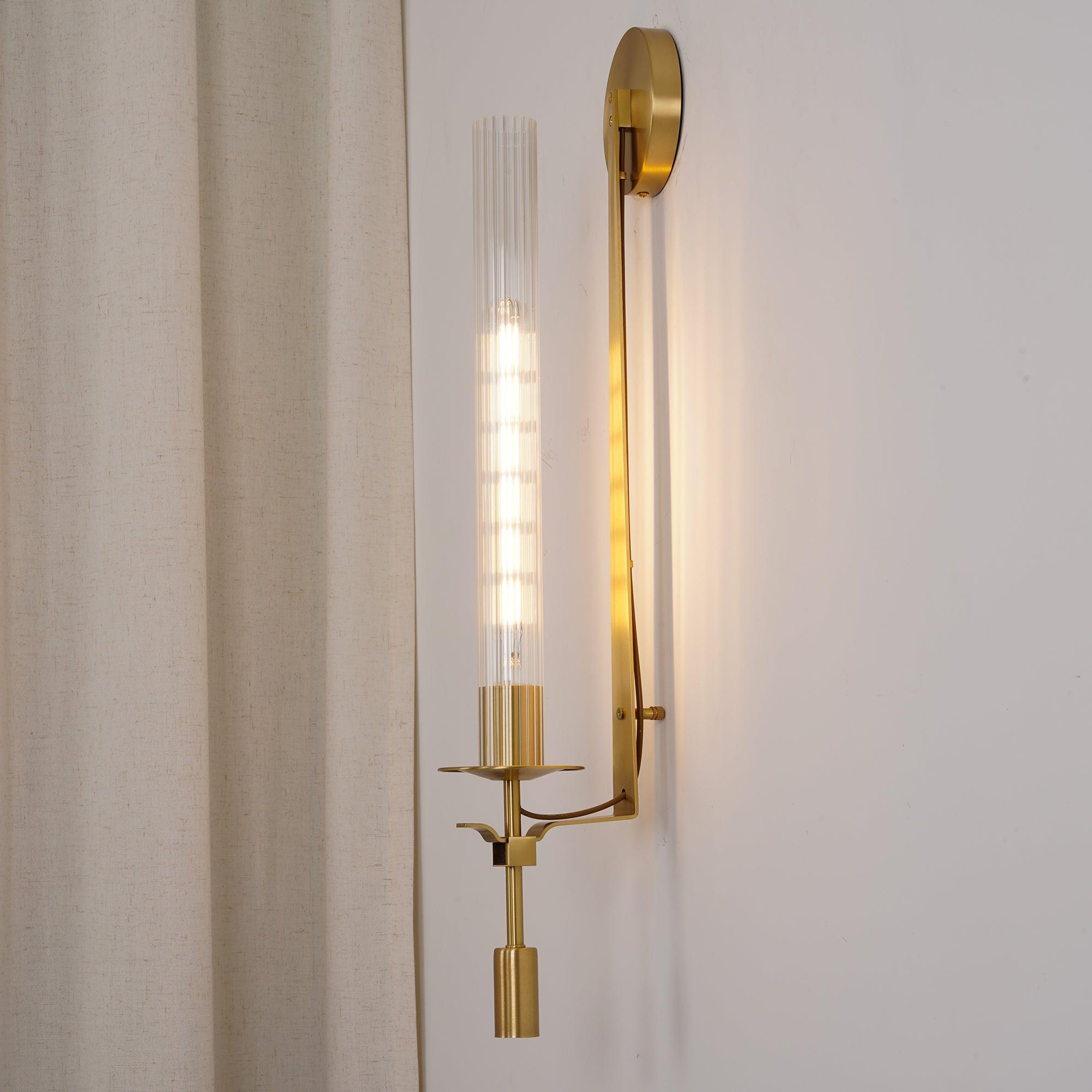Ceshaisra French Classicism Plug-in Brass Glass Wall Lamp-Neutral Decor
