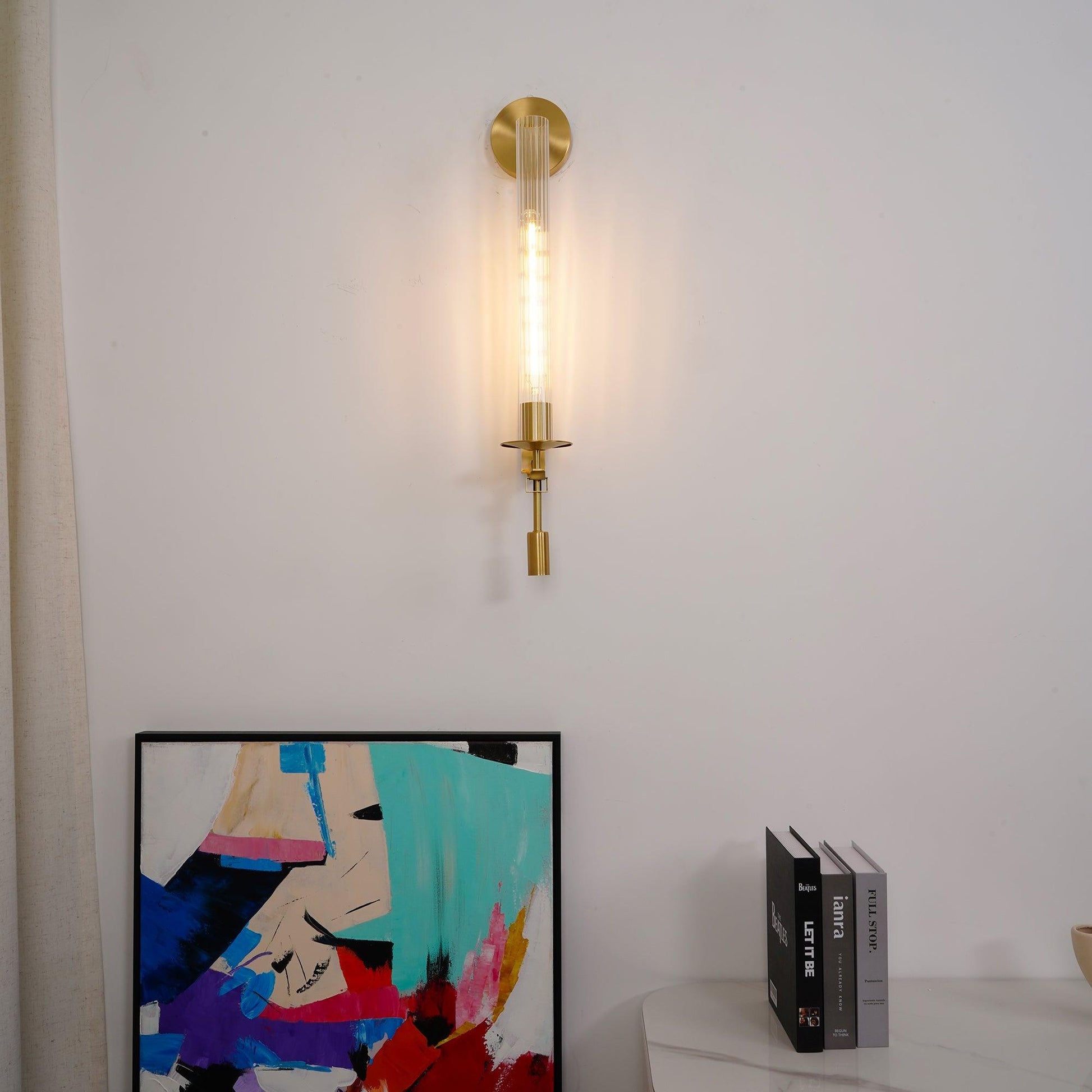 Ceshaisra French Classicism Plug-in Brass Glass Wall Lamp-Neutral Decor