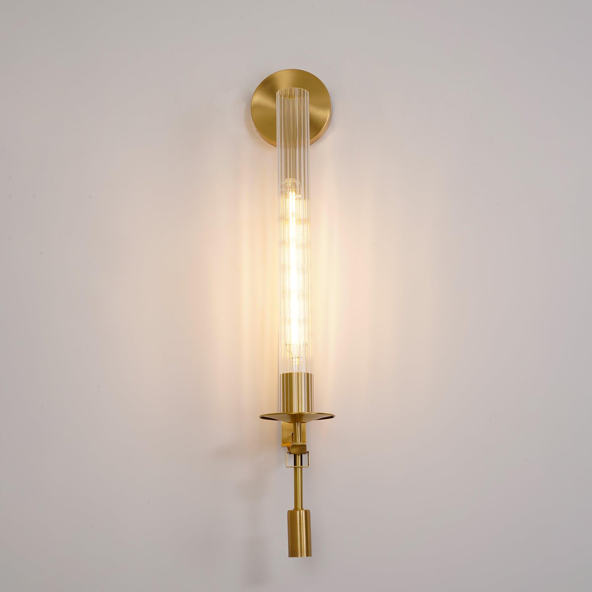 Ceshaisra French Classicism Plug-in Brass Glass Wall Lamp-Neutral Decor