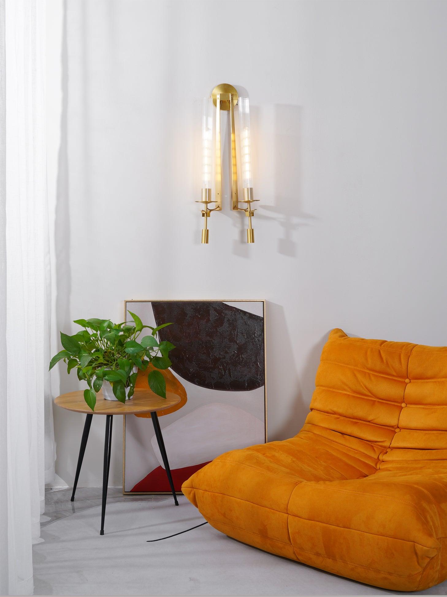 Ceshaisra French Classicism Plug-in Brass Glass Wall Lamp-Neutral Decor