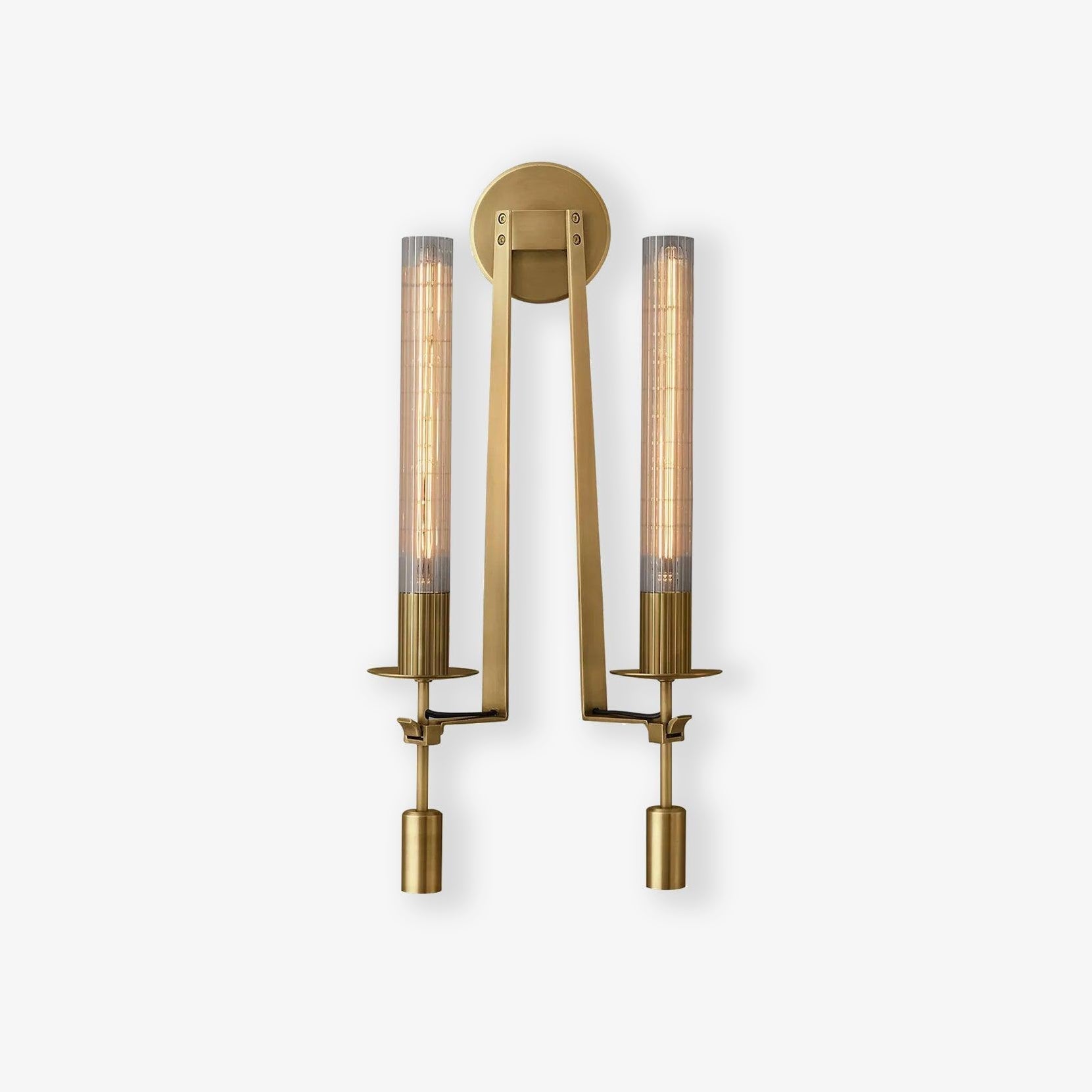 Lustra Wall Lamp Brass Minimalist Ribbed Glass-Neutral Decor
