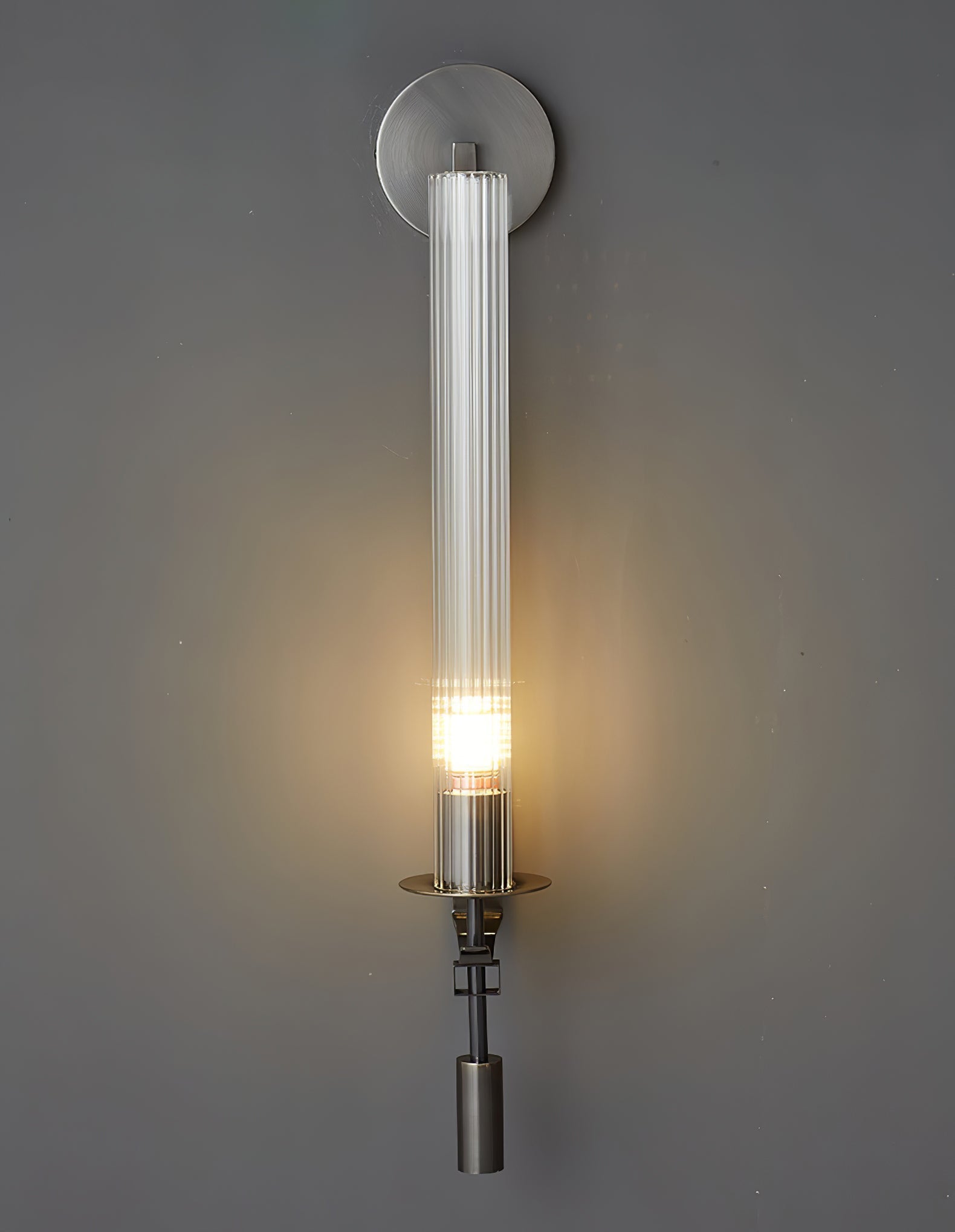 Lustra Wall Lamp Brass Minimalist Ribbed Glass-Neutral Decor