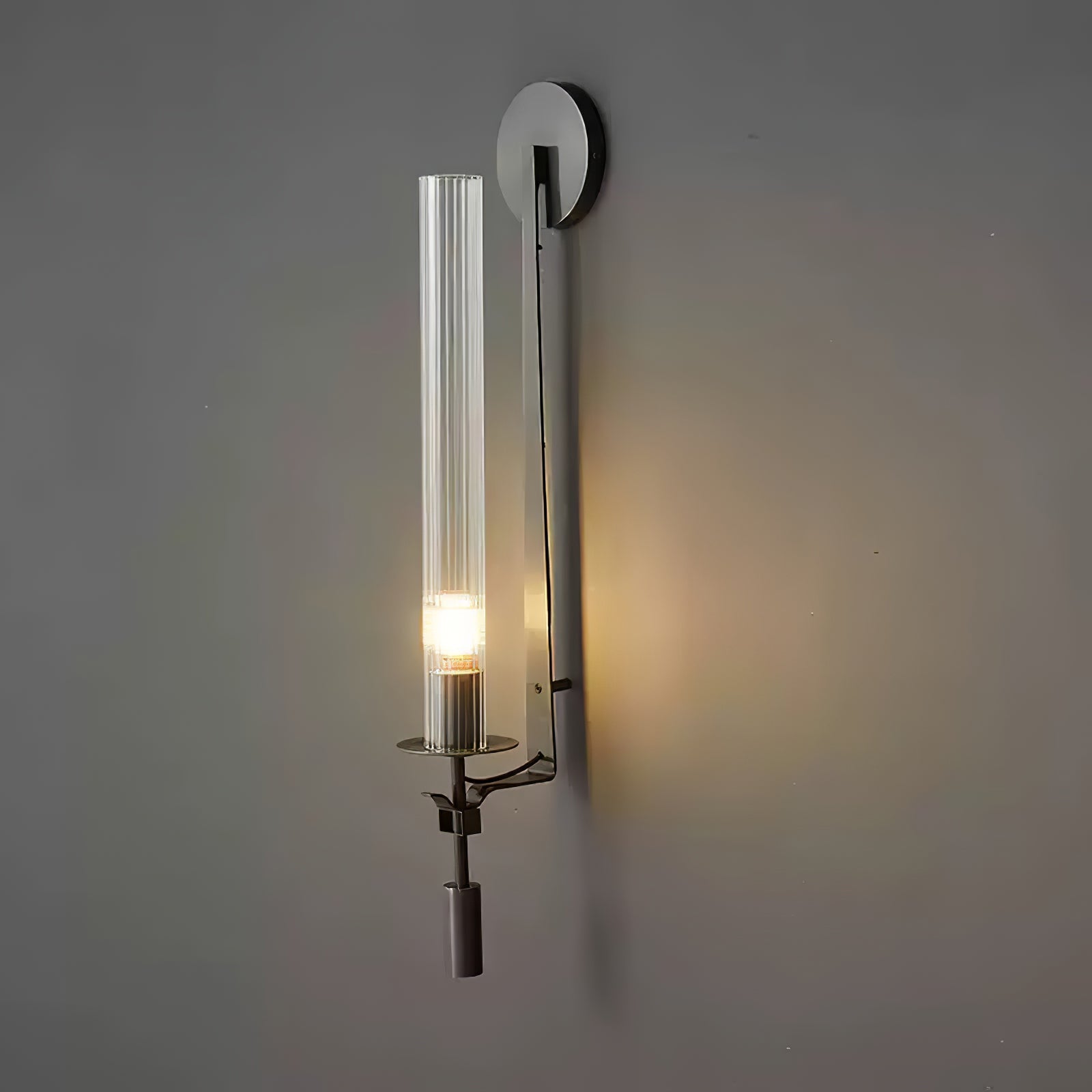 Lustra Wall Lamp Brass Minimalist Ribbed Glass-Neutral Decor