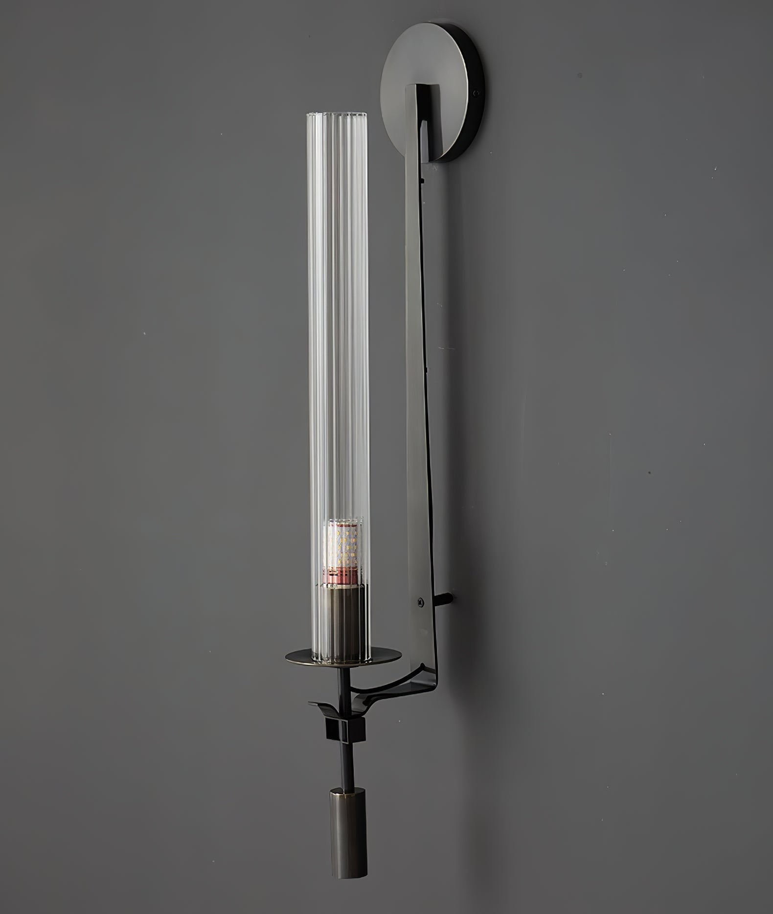 Lustra Wall Lamp Brass Minimalist Ribbed Glass-Neutral Decor