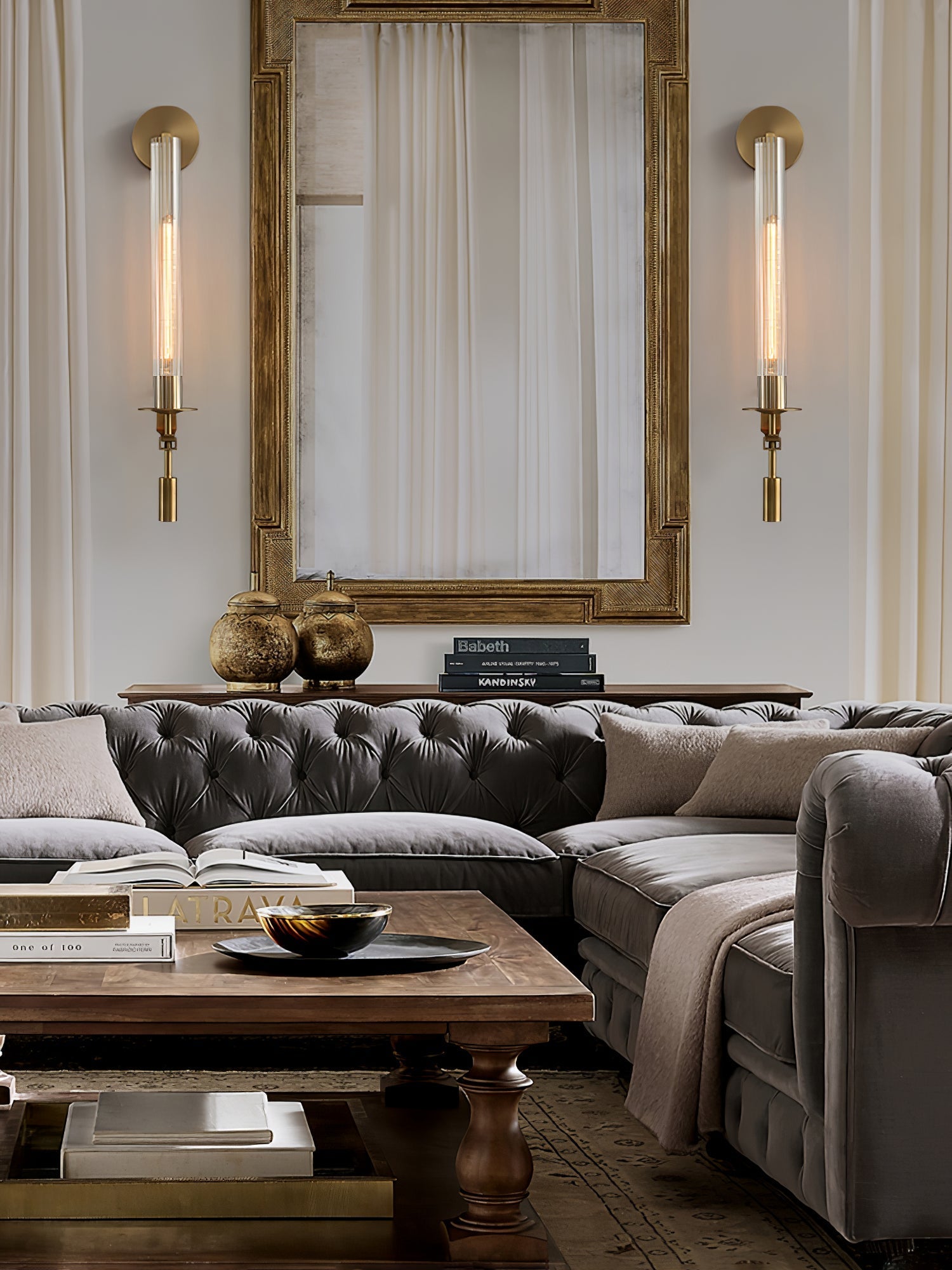 Lustra Wall Lamp Brass Minimalist Ribbed Glass-Neutral Decor