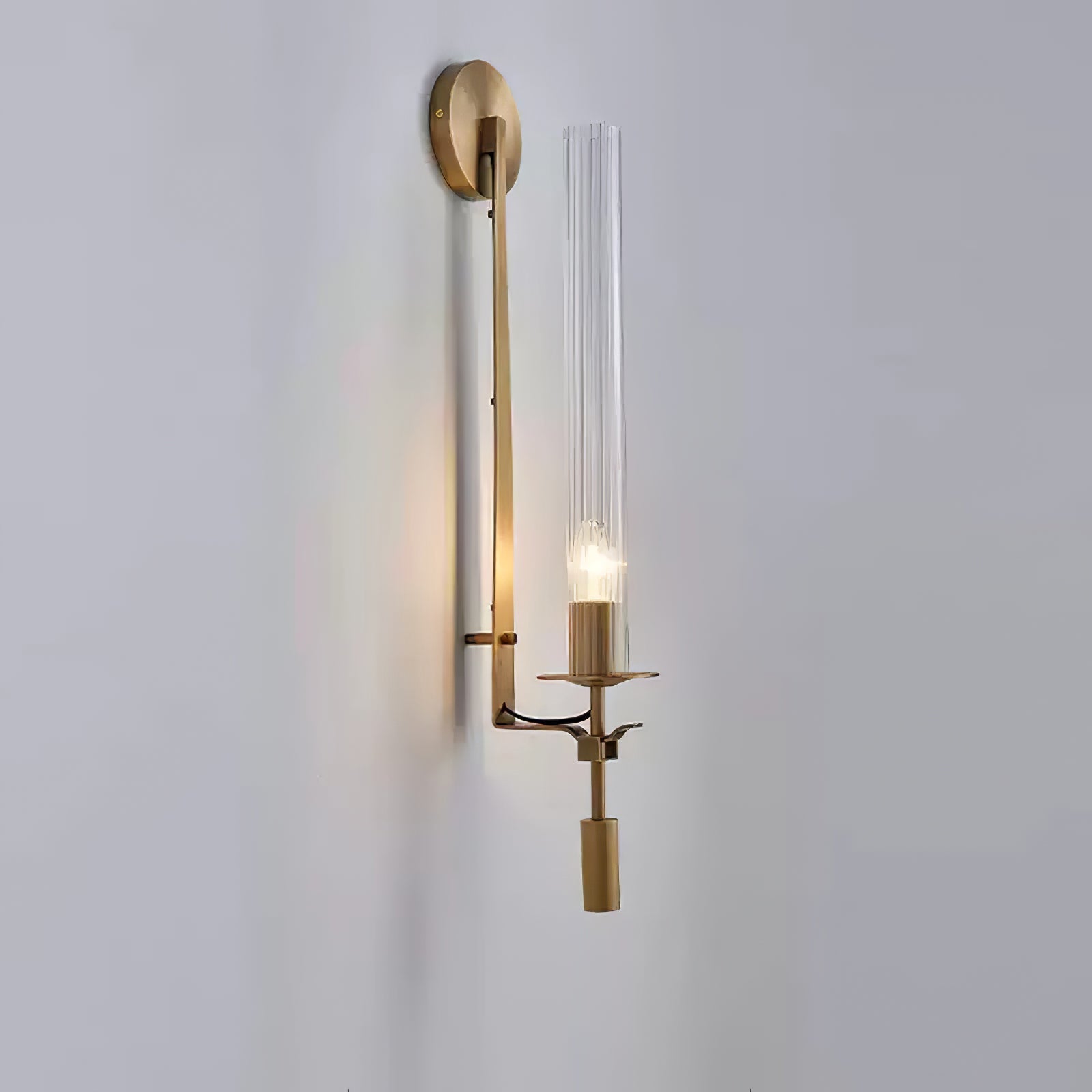 Lustra Wall Lamp Brass Minimalist Ribbed Glass-Neutral Decor