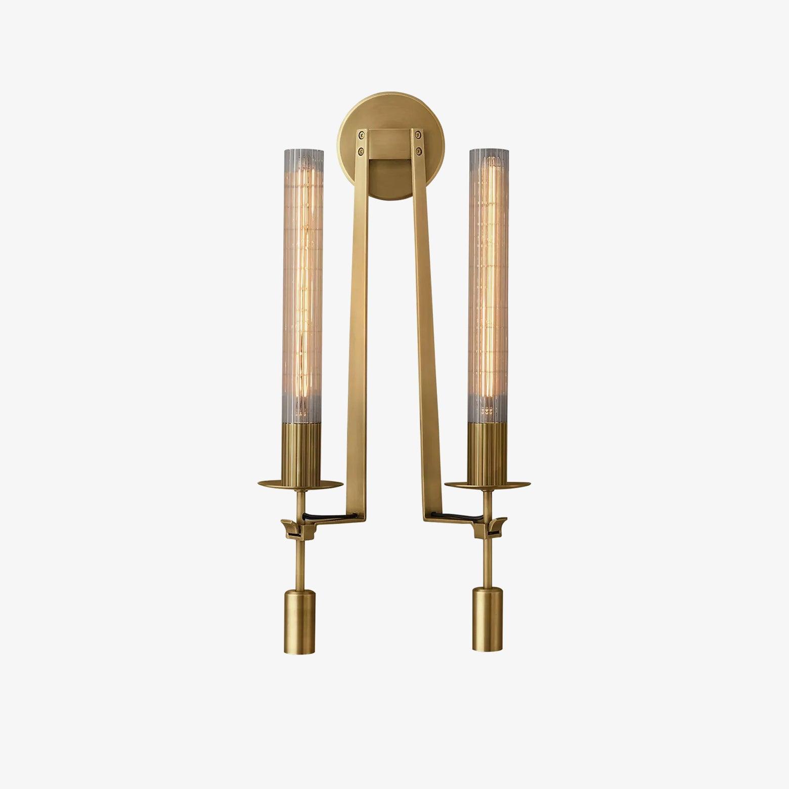 Lustra Wall Lamp Brass Minimalist Ribbed Glass-Neutral Decor