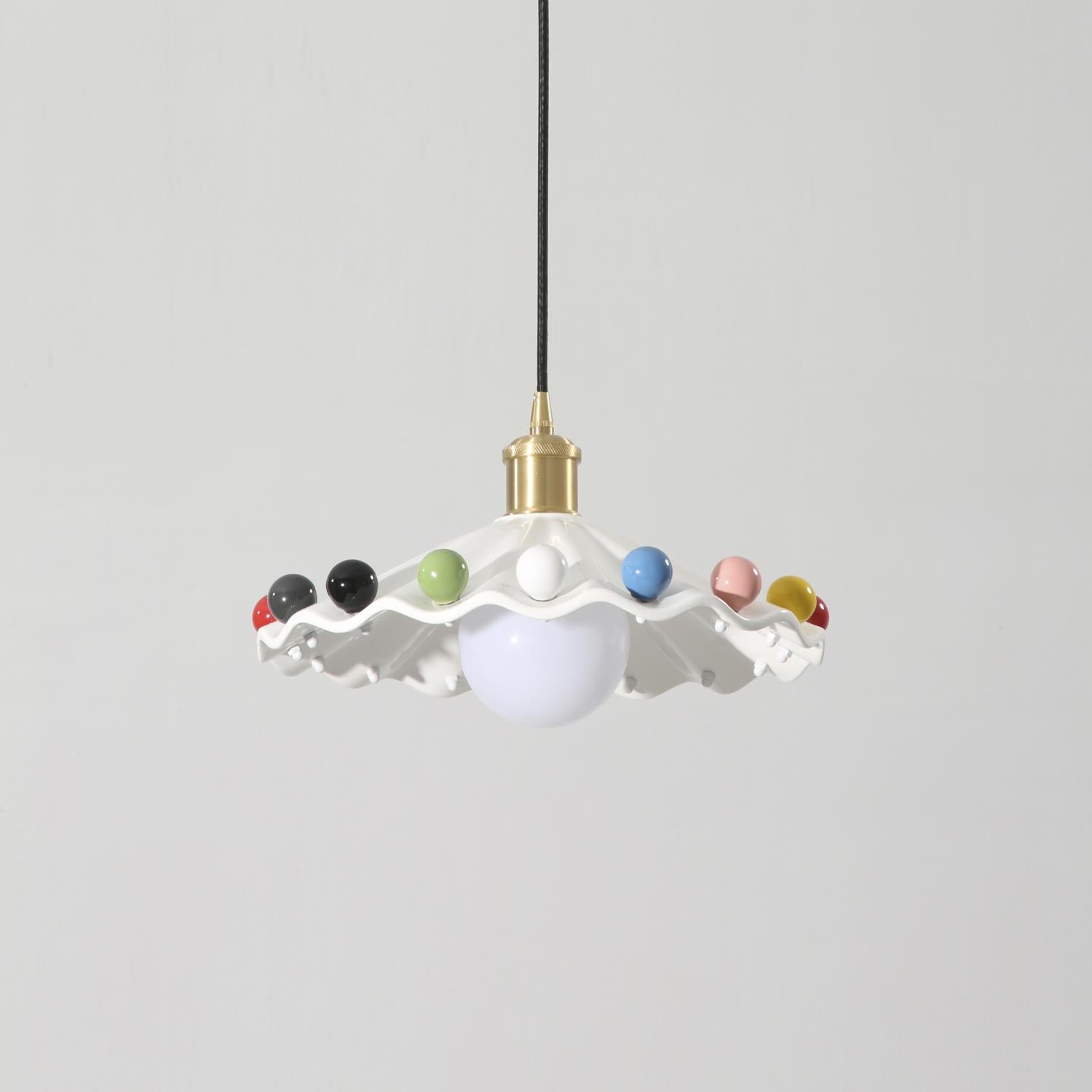 Solvira Pendant Lamp Wavy Ceramic Shade-Neutral Decor