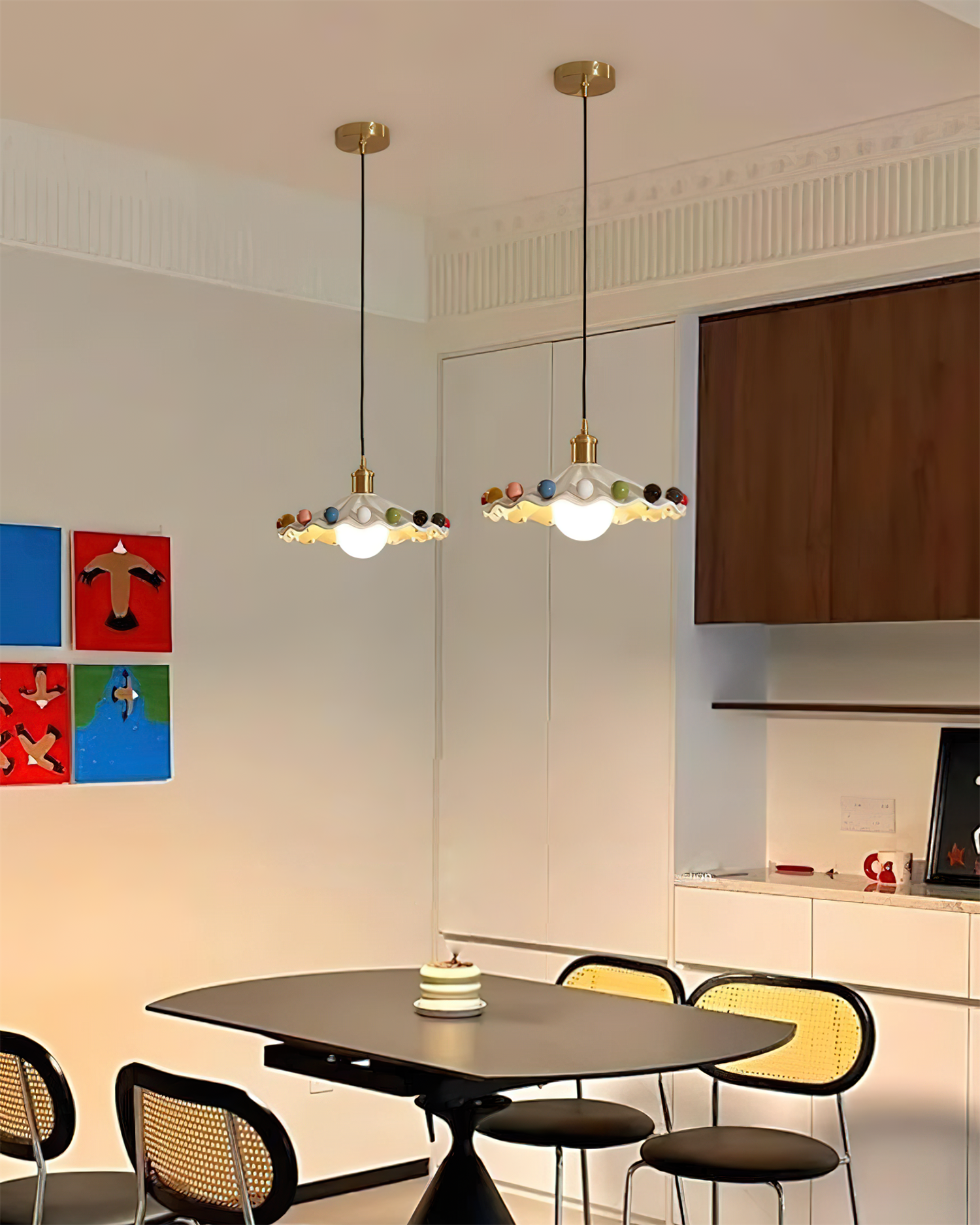 Pixen Wavy Ceramic Shade Pendant Lamp