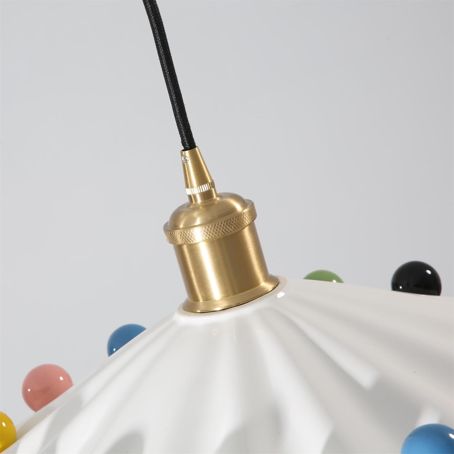 Solvira Pendant Lamp Wavy Ceramic Shade-Neutral Decor