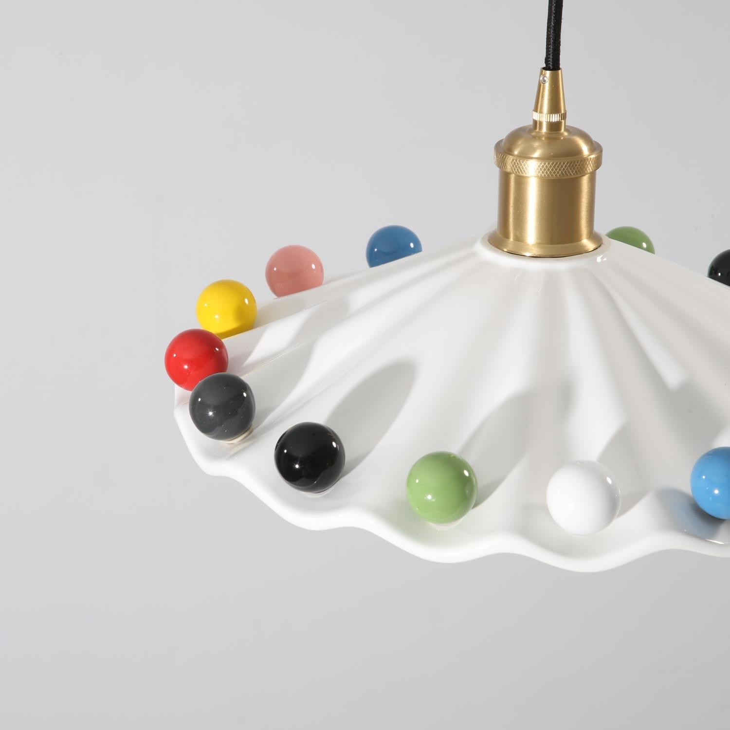 Solvira Pendant Lamp Wavy Ceramic Shade-Neutral Decor