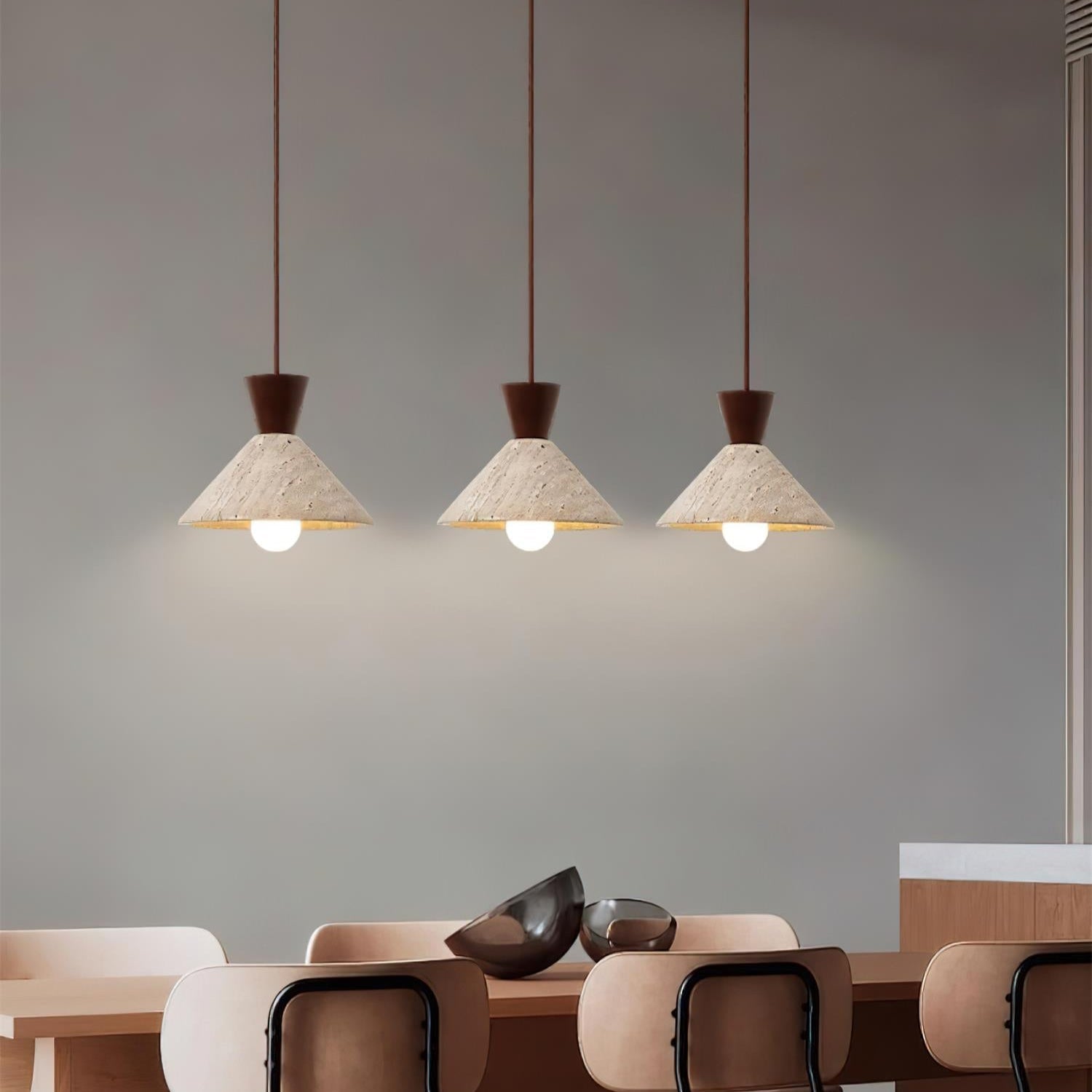 Ritta   Travertine Pendant Lamp Hat Shape