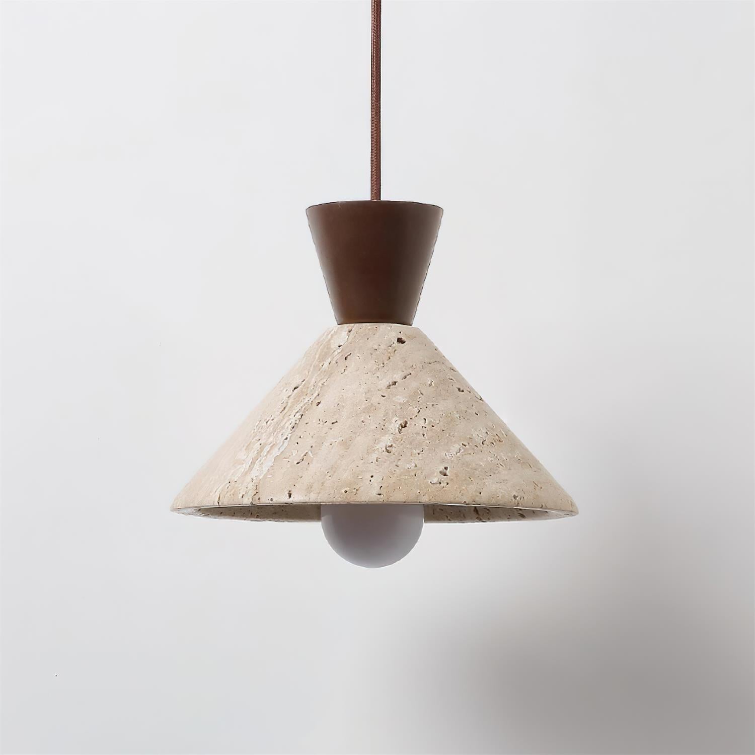 Ritta   Travertine Pendant Lamp Hat Shape
