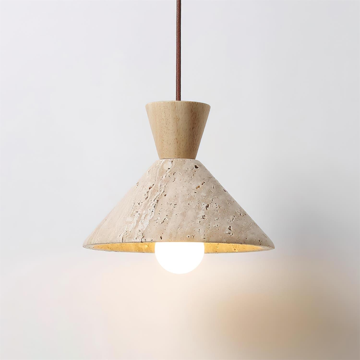 Ritta   Travertine Pendant Lamp Hat Shape