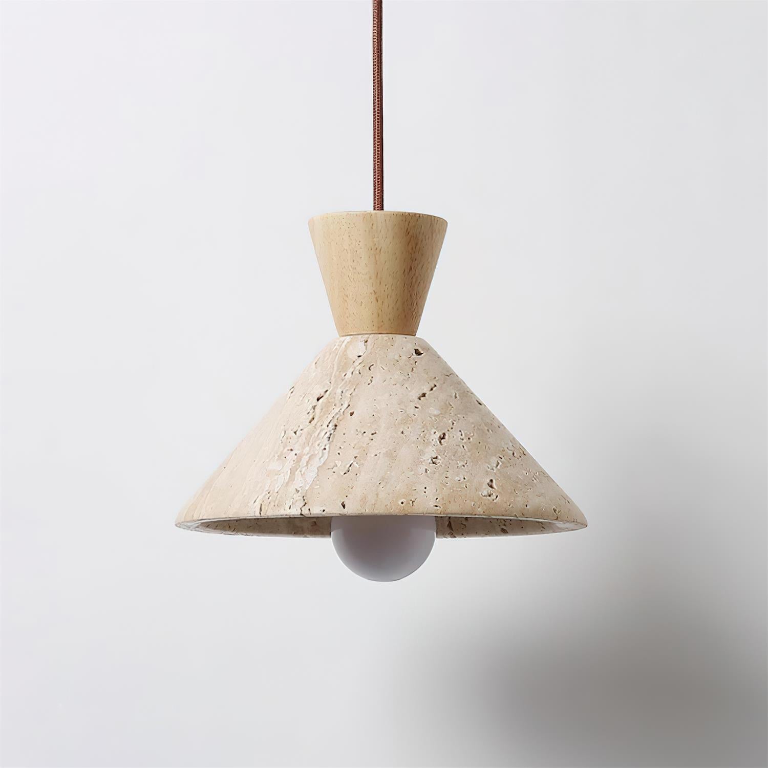 Ritta   Travertine Pendant Lamp Hat Shape