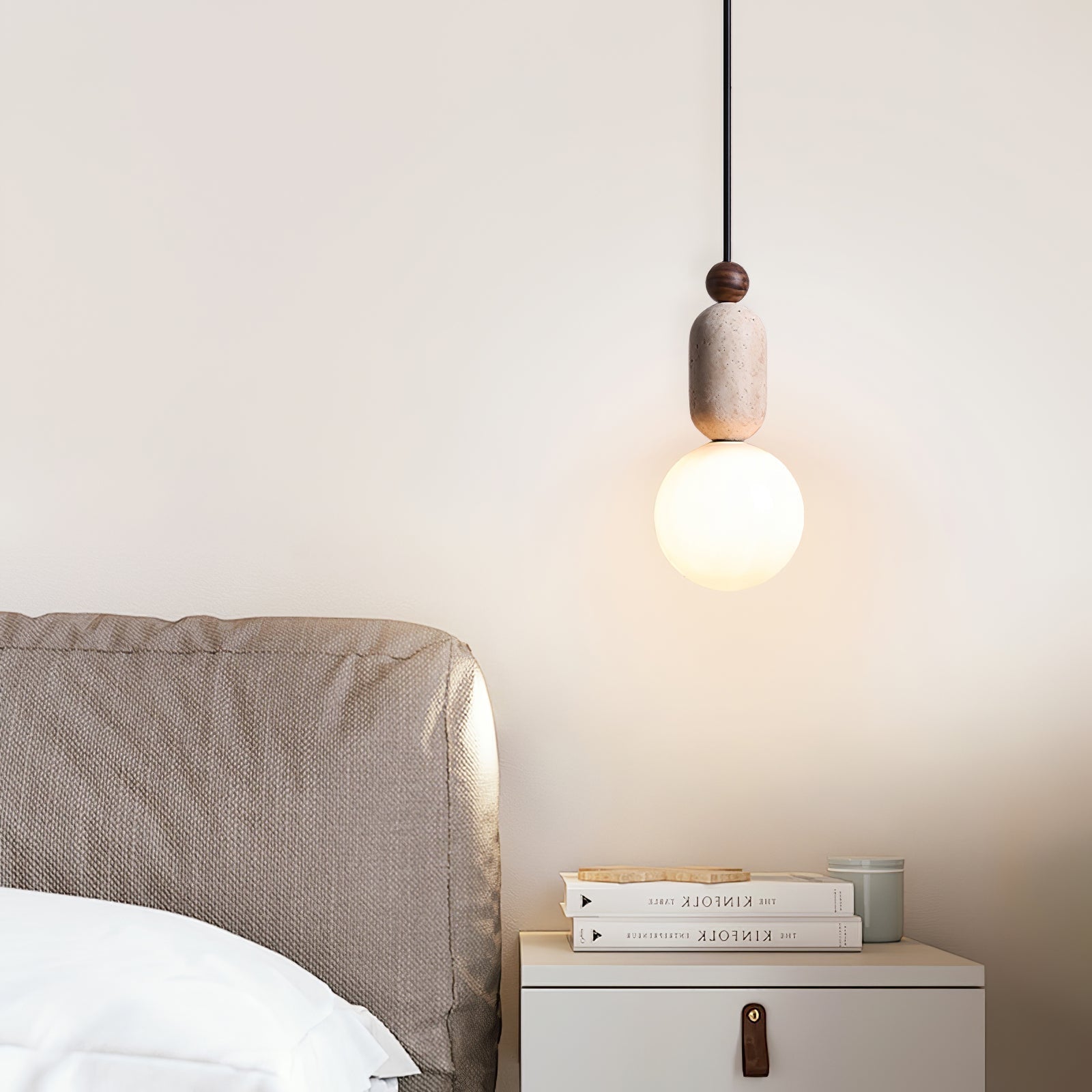 Vaarnii Travertine Pendant Light-Neutral Decor