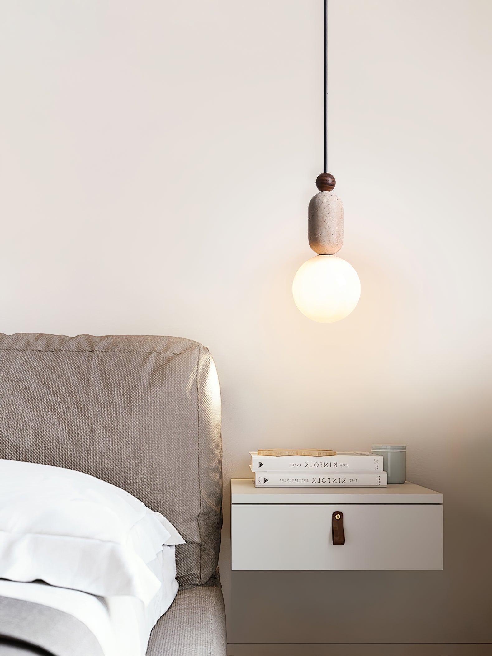 Vaarnii Travertine Pendant Light-Neutral Decor