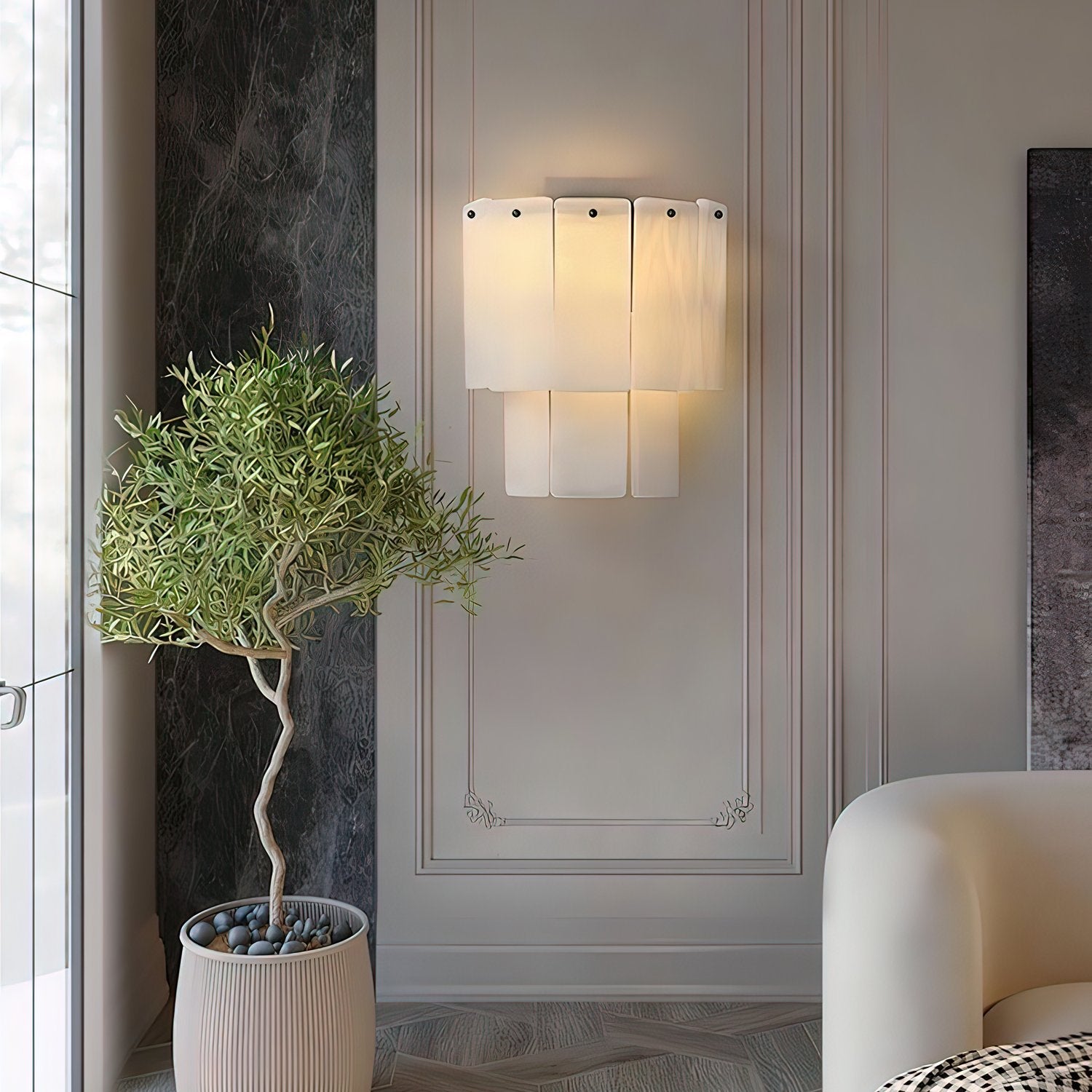 Fractured Alabaster Wall Sconce-Neutral Decor