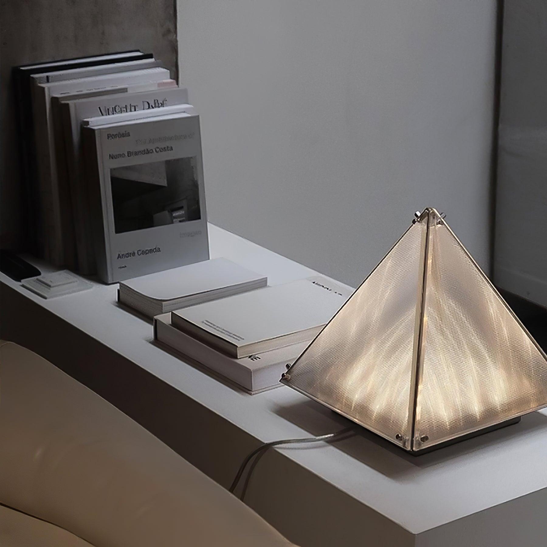 Mymiryre Pyramid Glass Table Lamp-Neutral Decor