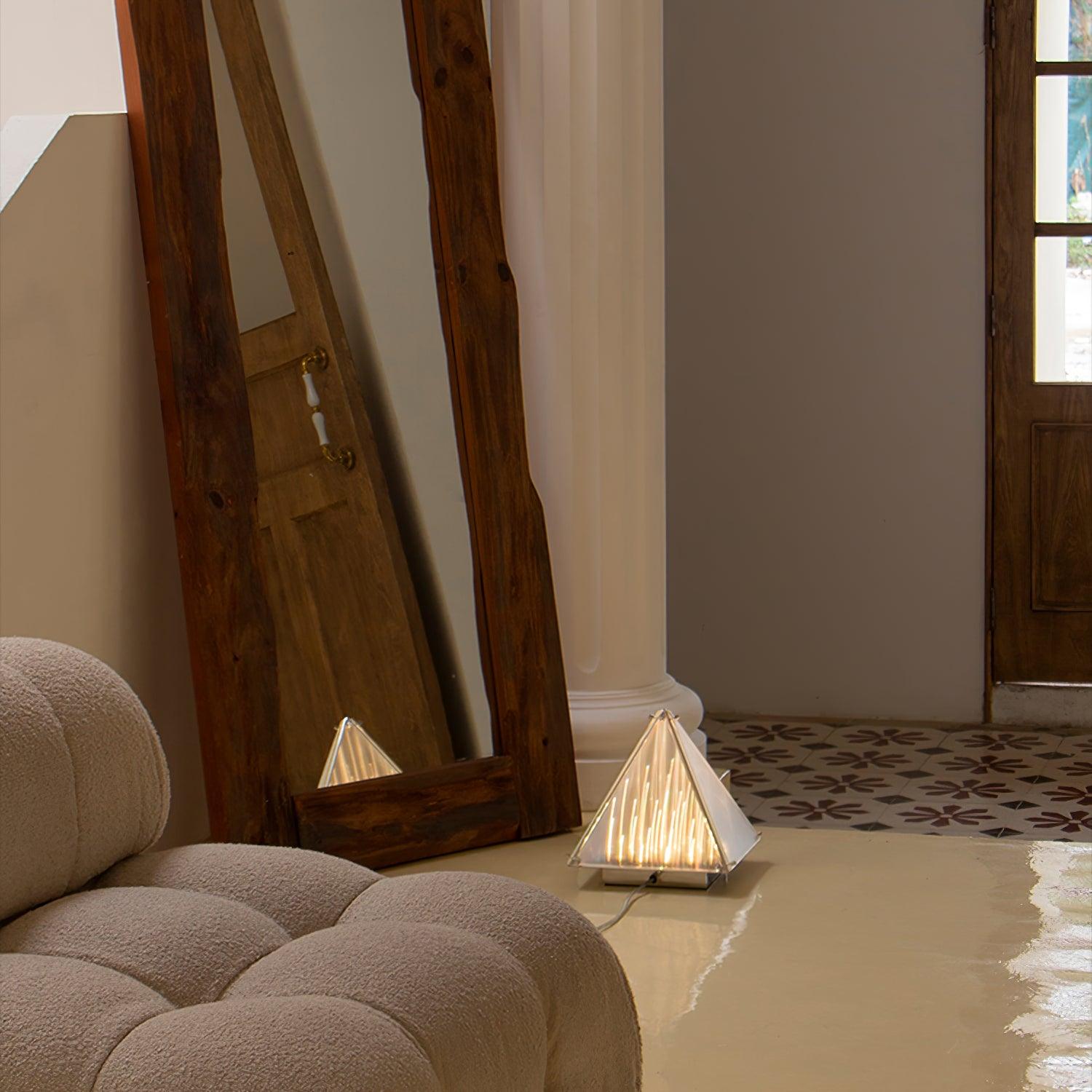 Mymiryre Pyramid Glass Table Lamp-Neutral Decor