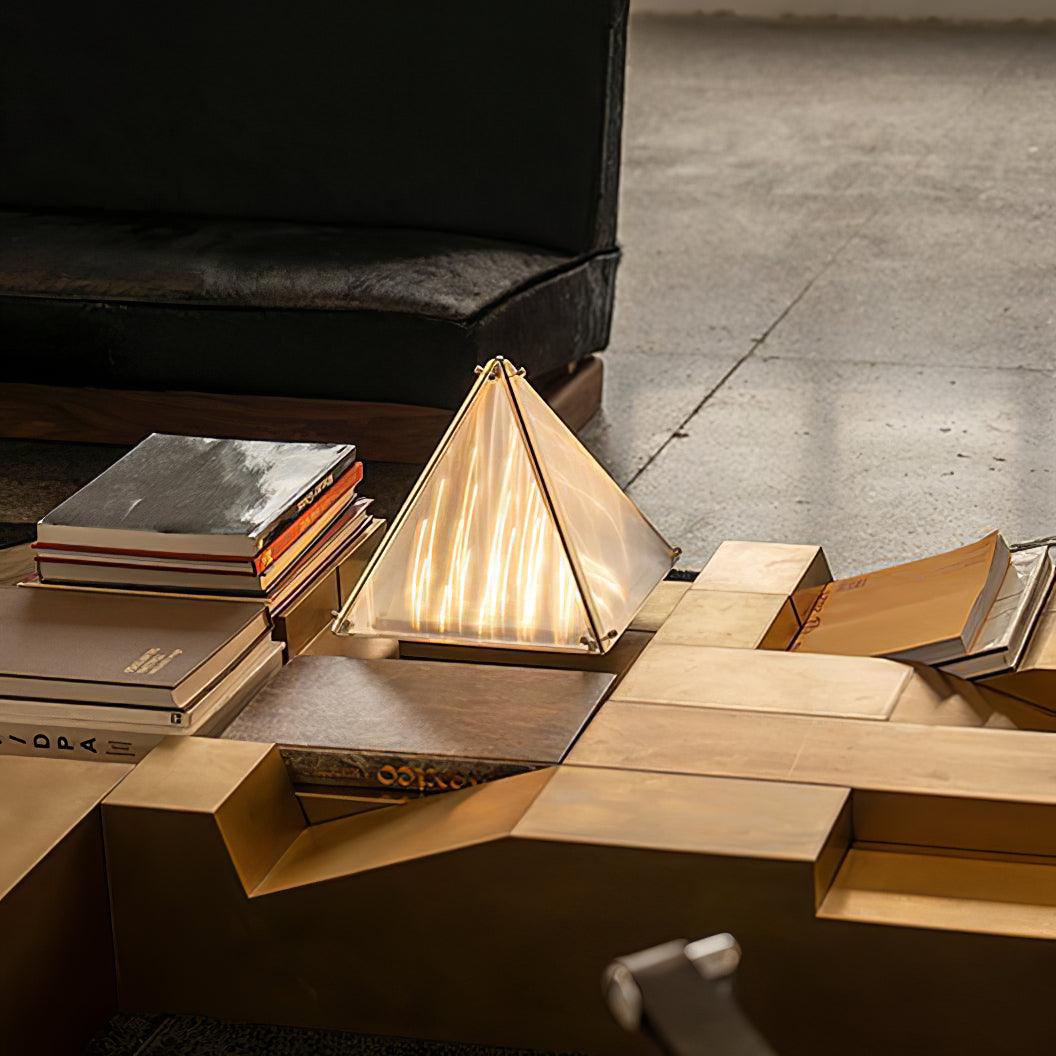 Mymiryre Pyramid Glass Table Lamp-Neutral Decor