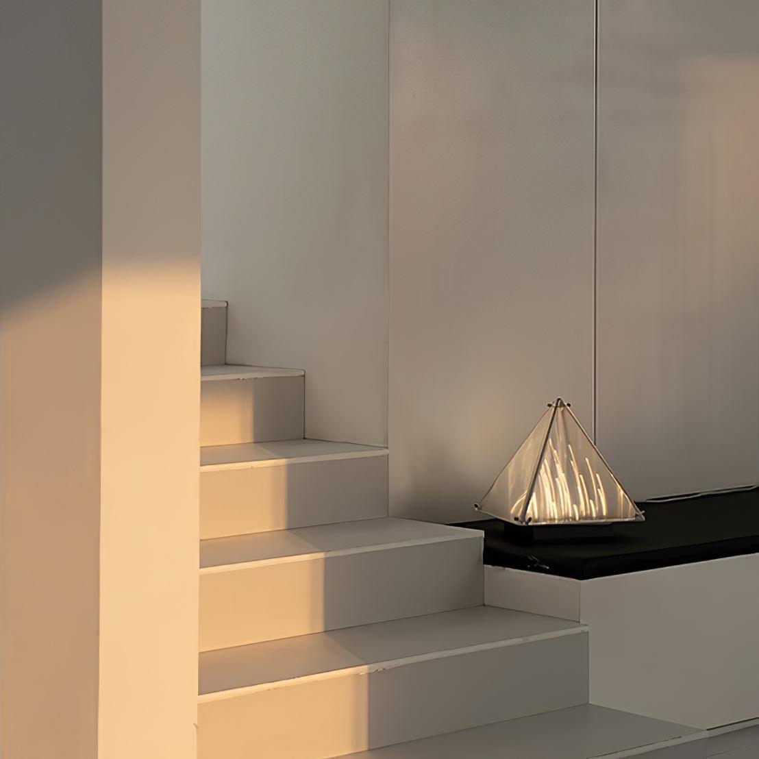 Mymiryre Pyramid Glass Table Lamp-Neutral Decor