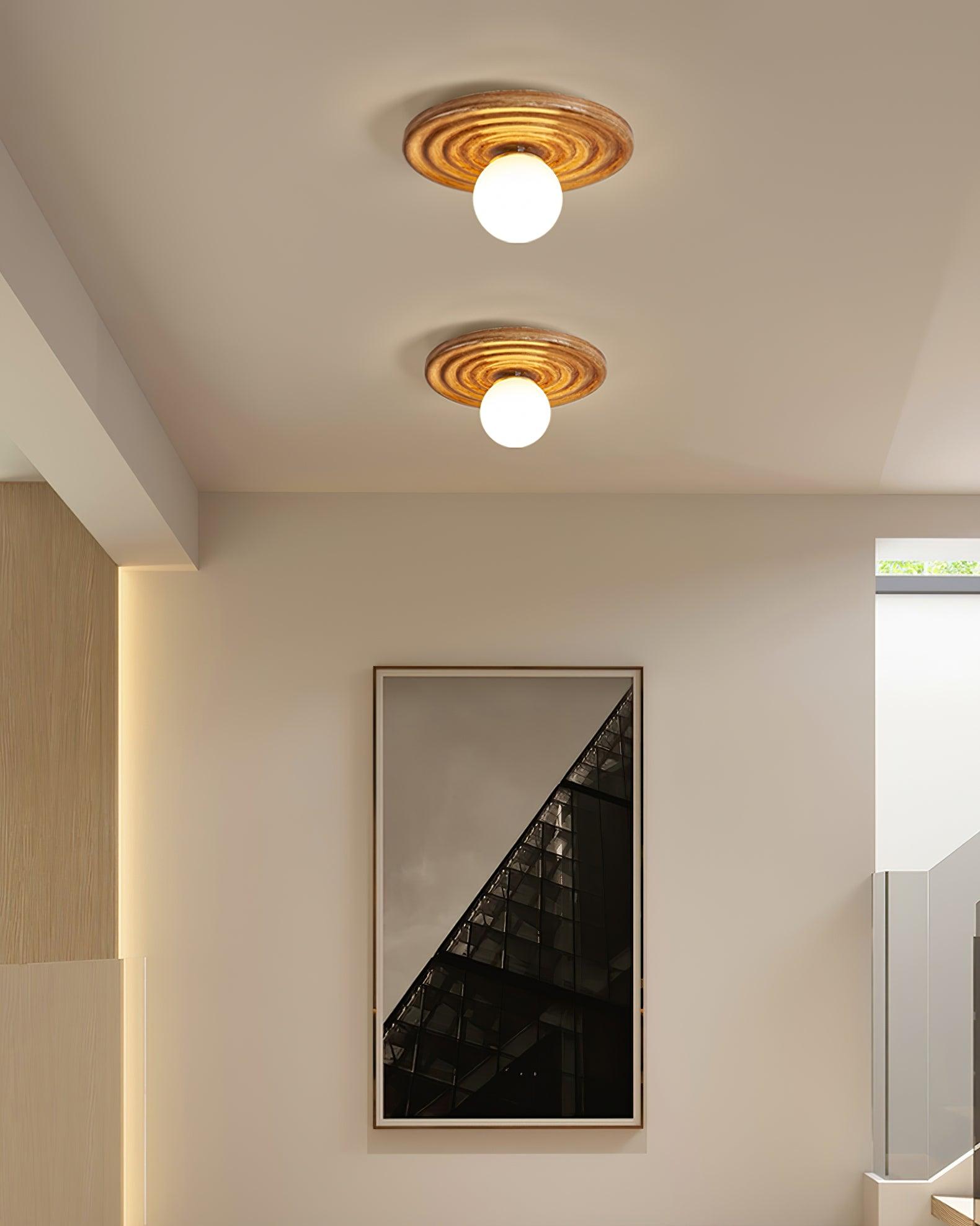 Ceiling Light Metal Body Resin Rippled Canopy Organic Minimalist
