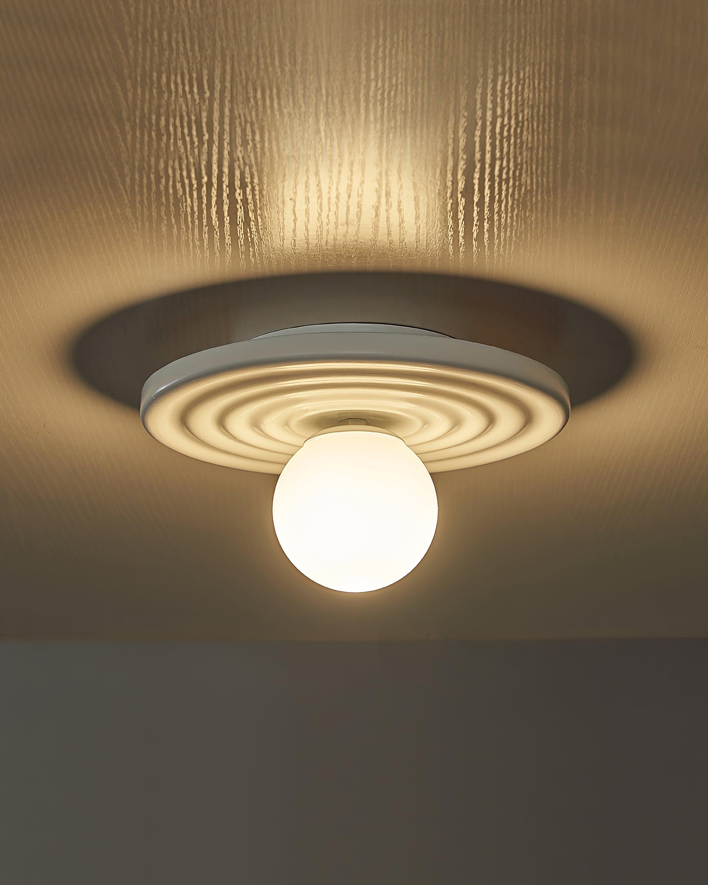 Ceiling Light Metal Body Resin Rippled Canopy Organic Minimalist