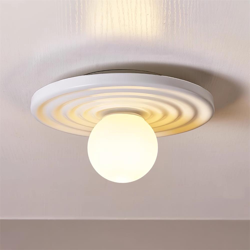 Ceiling Light Metal Body Resin Rippled Canopy Organic Minimalist