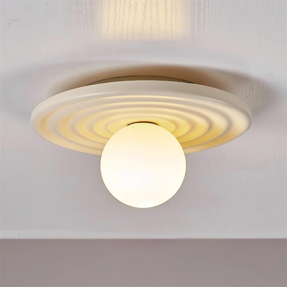 Ceiling Light Metal Body Resin Rippled Canopy Organic Minimalist