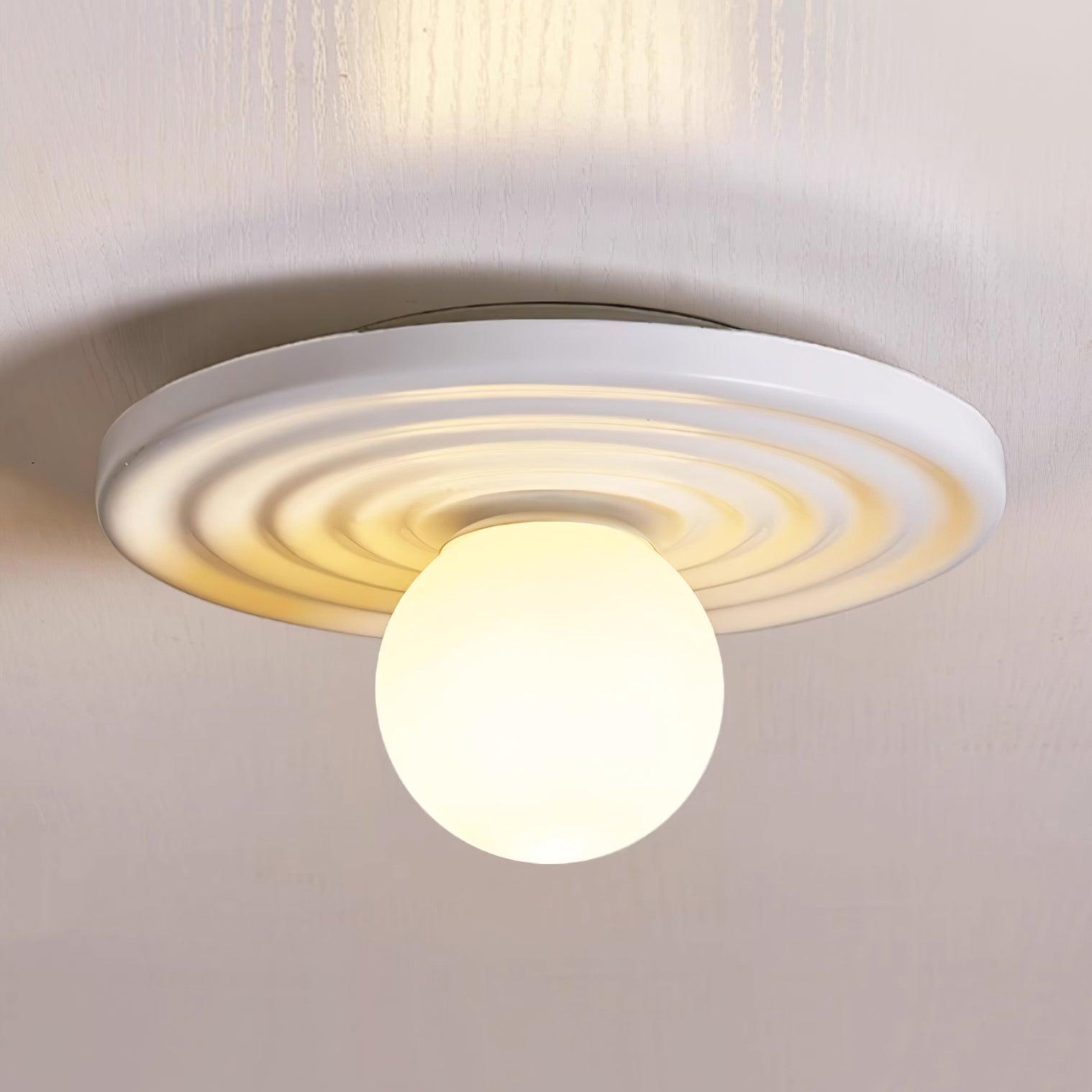 Ceiling Light Metal Body Resin Rippled Canopy Organic Minimalist