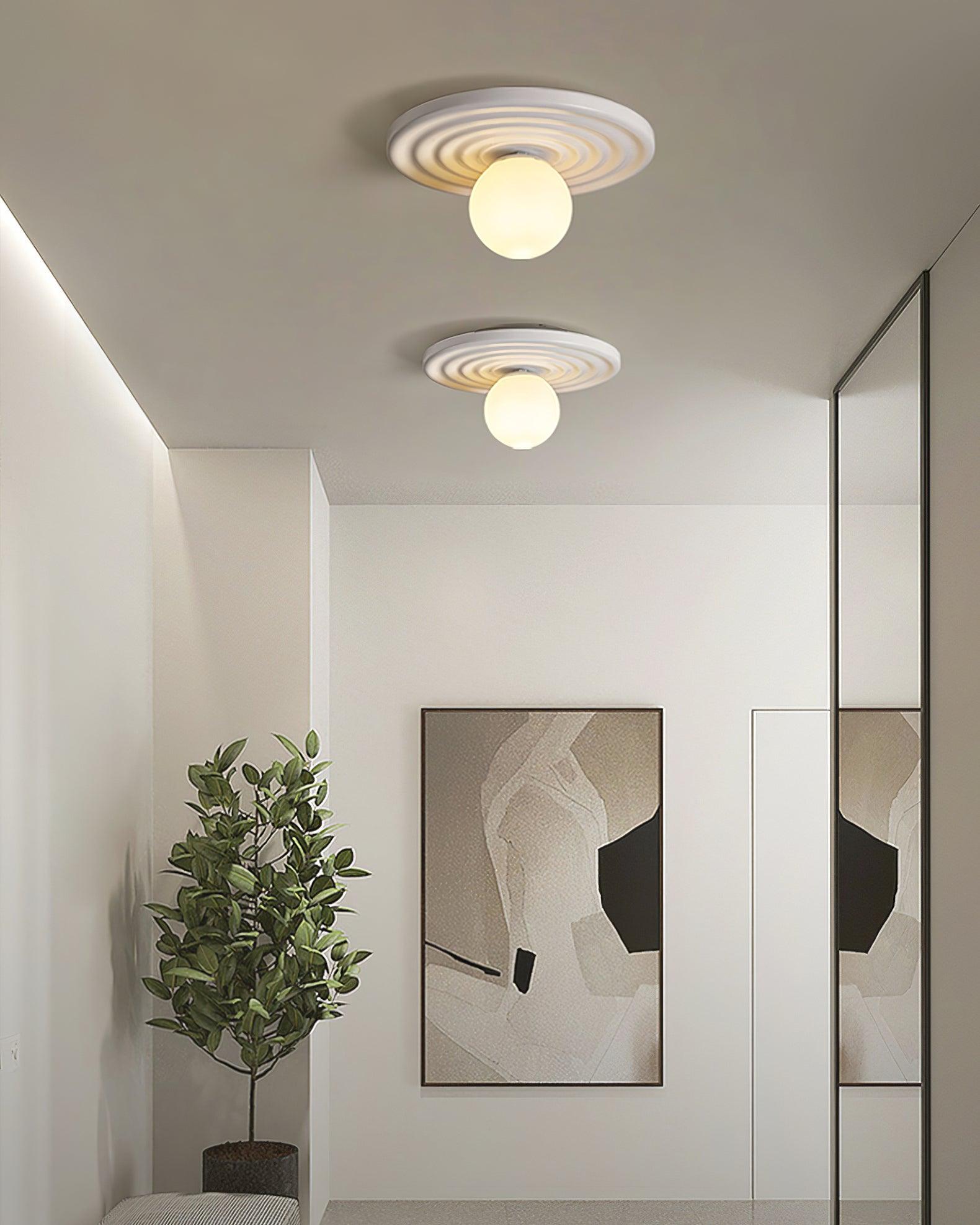 Ceiling Light Metal Body Resin Rippled Canopy Organic Minimalist