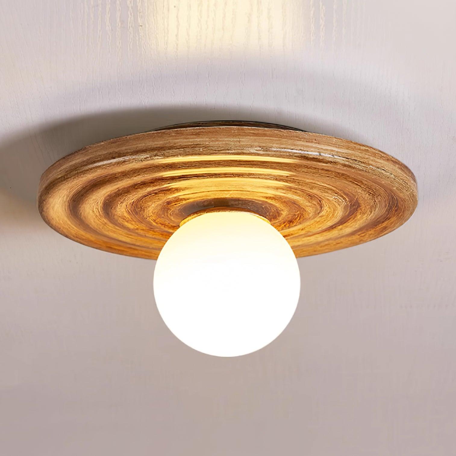 Ceiling Light Metal Body Resin Rippled Canopy Organic Minimalist